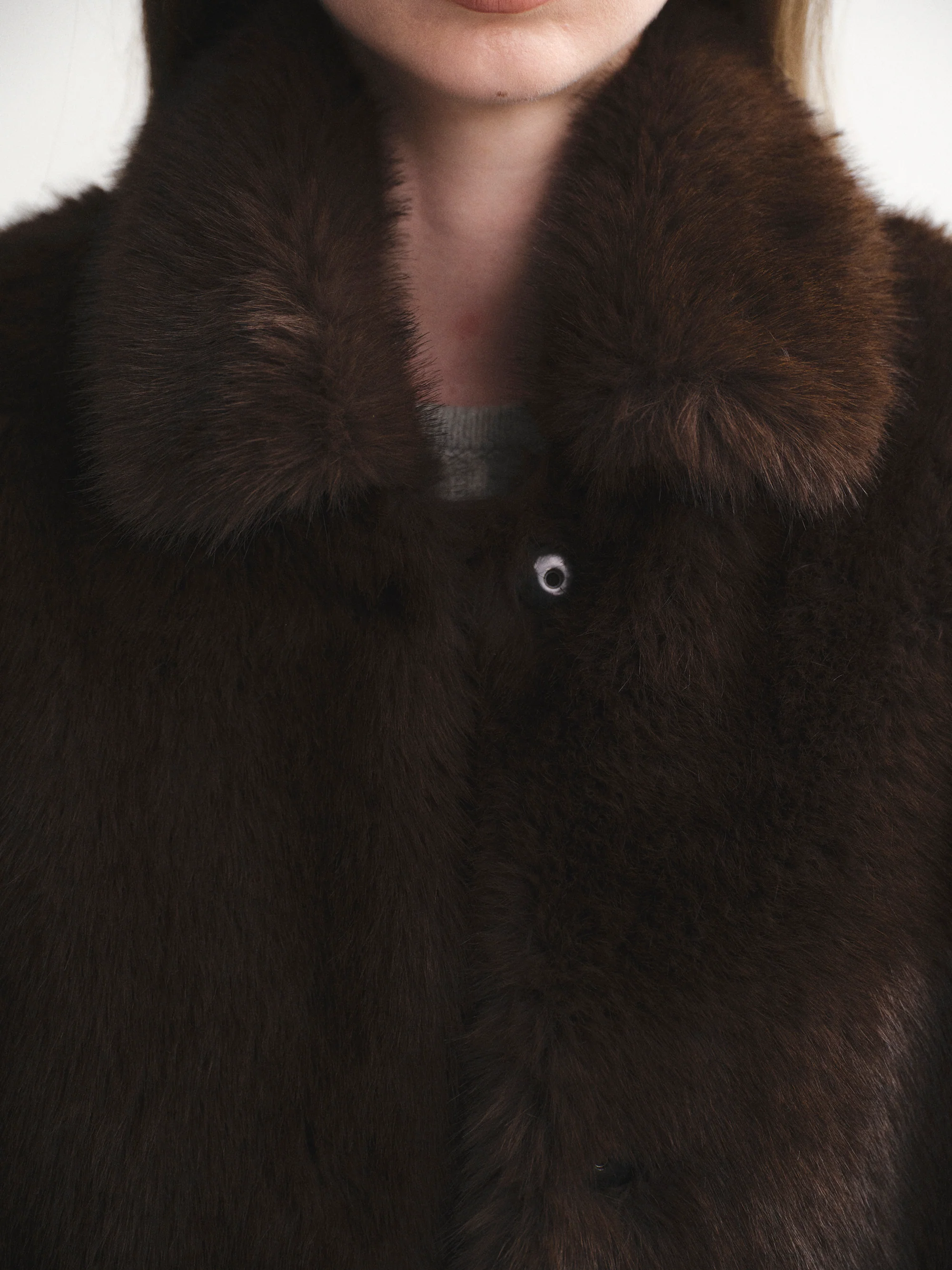 Faux-Fur Collar Jacket, Brown - Image 4