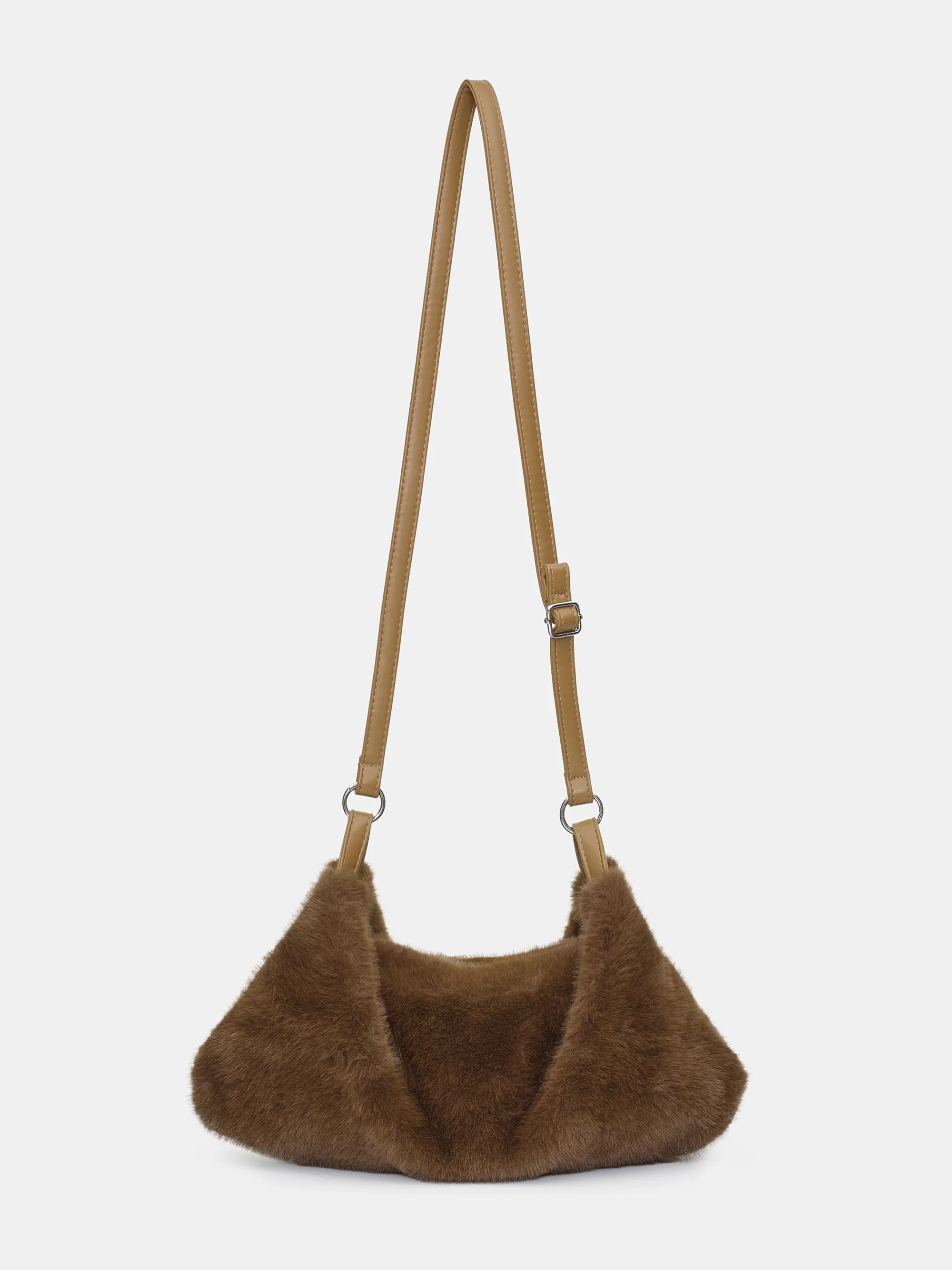 Faux-Fur Draped Tote, Brown - Image 4