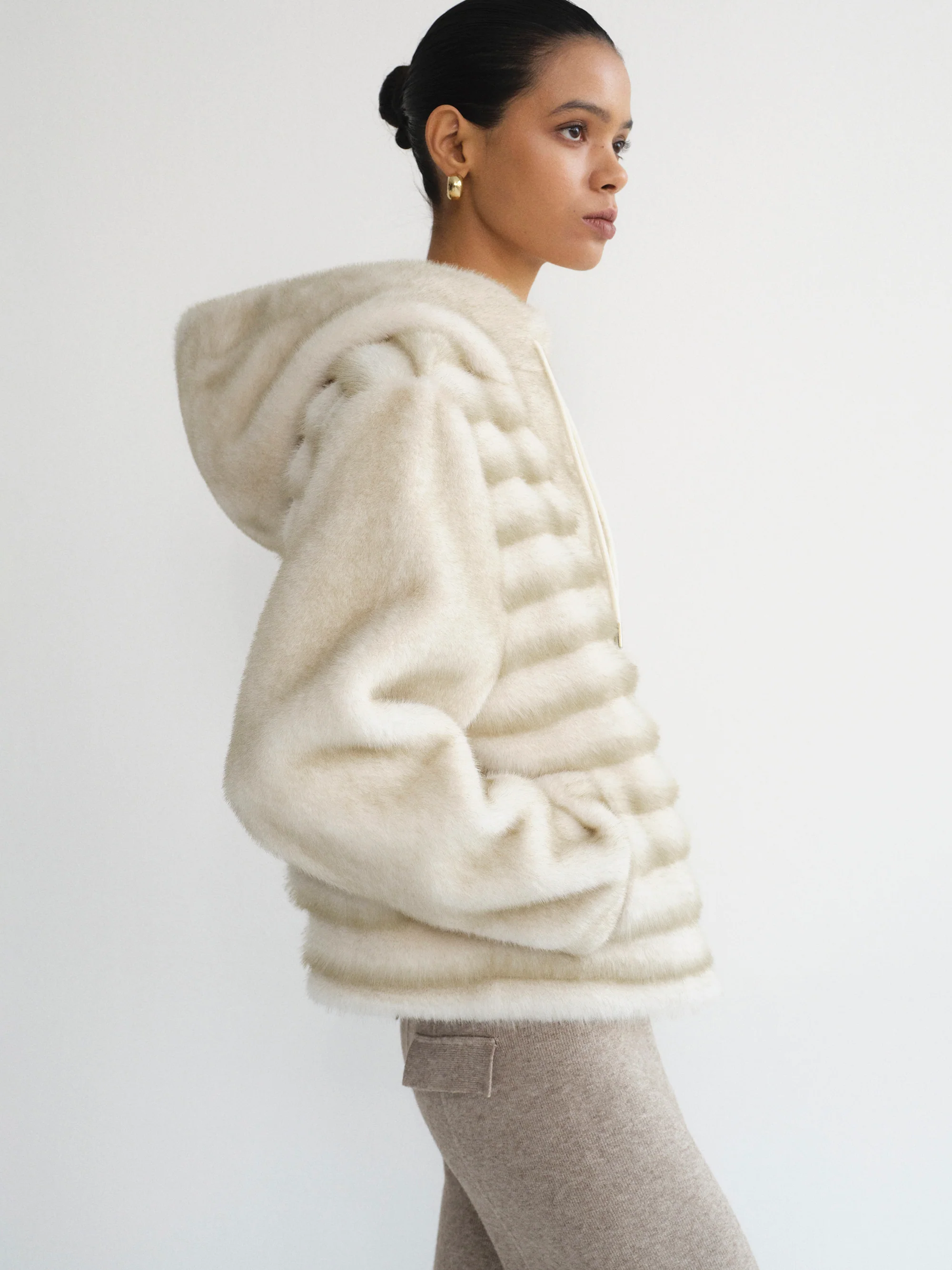 Faux-Fur Hooded Jacket, Natural - Image 3