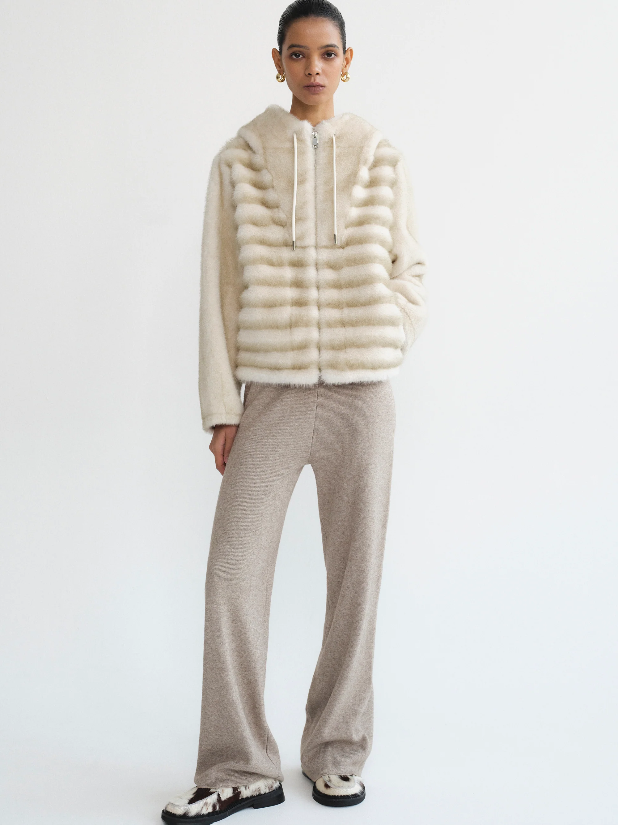 Faux-Fur Hooded Jacket, Natural - Image 4
