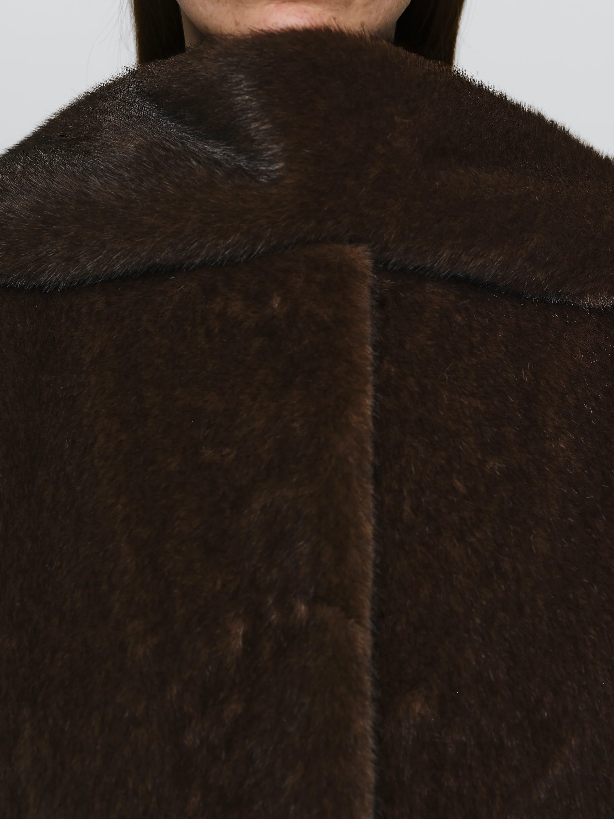 Faux-Fur Scarf Jacket, Brown - Image 4