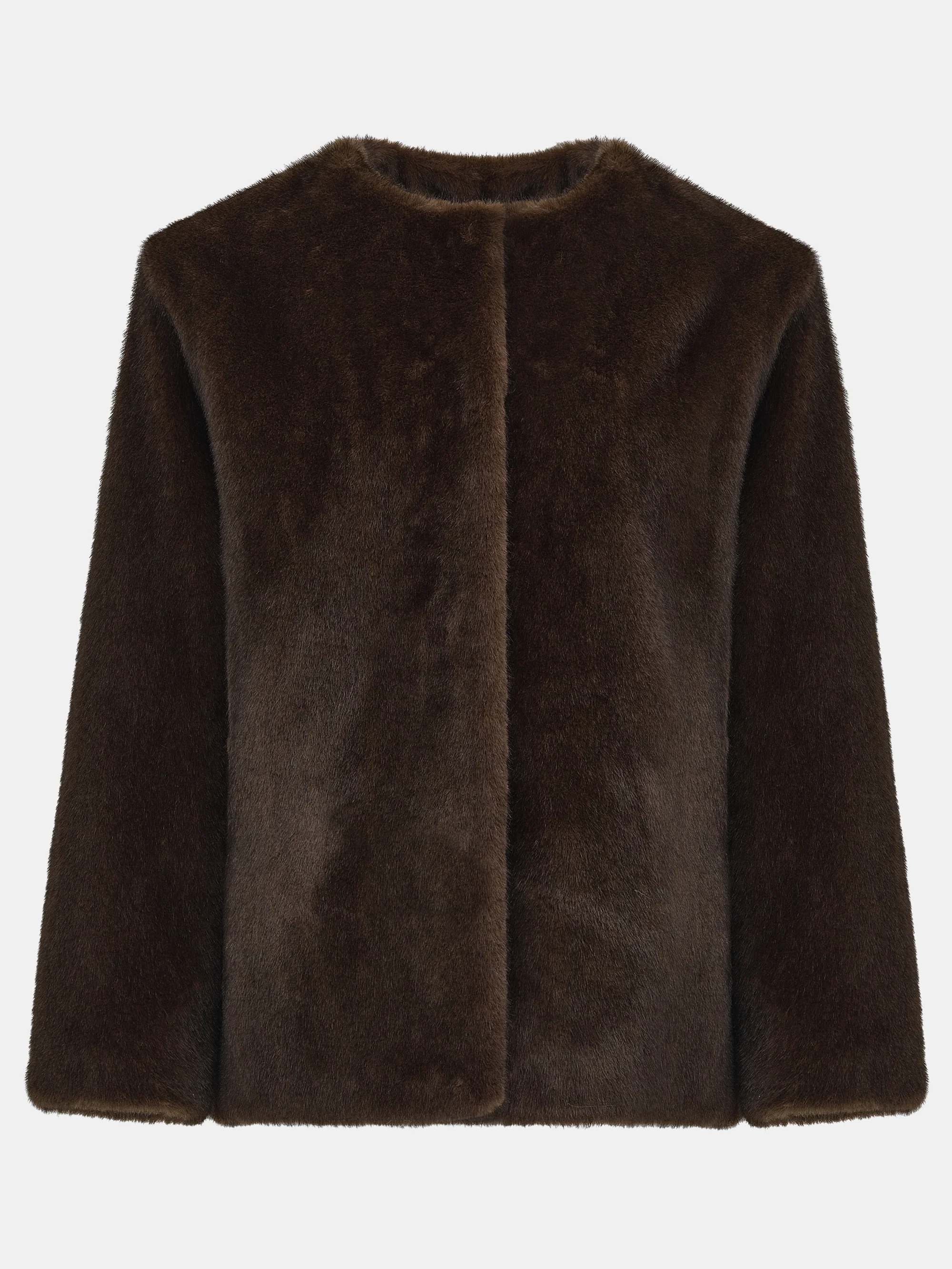 Faux-Fur Scarf Jacket, Brown - Image 6