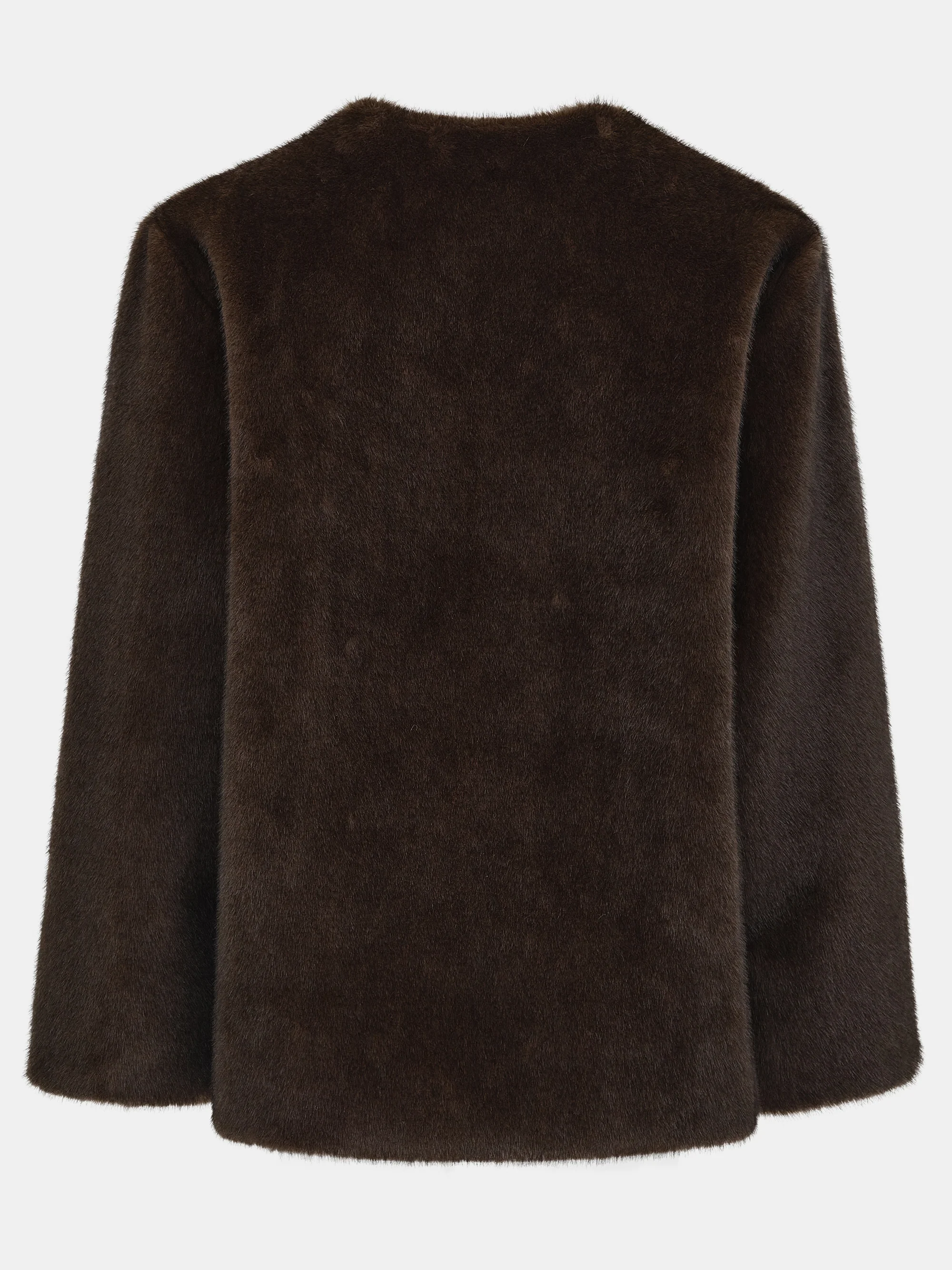 Faux-Fur Scarf Jacket, Brown - Image 7