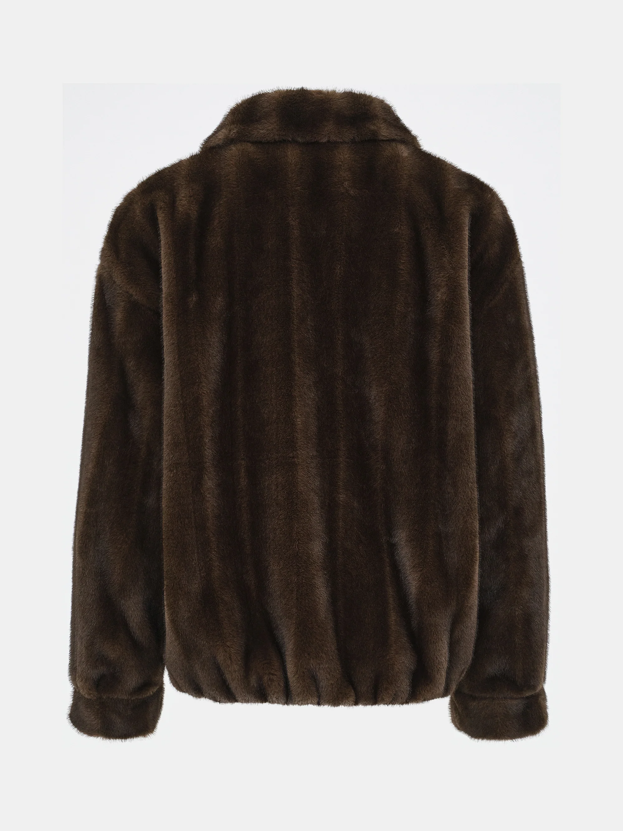 Faux-Fur Zip Bomber Jacket, Brown - Image 6