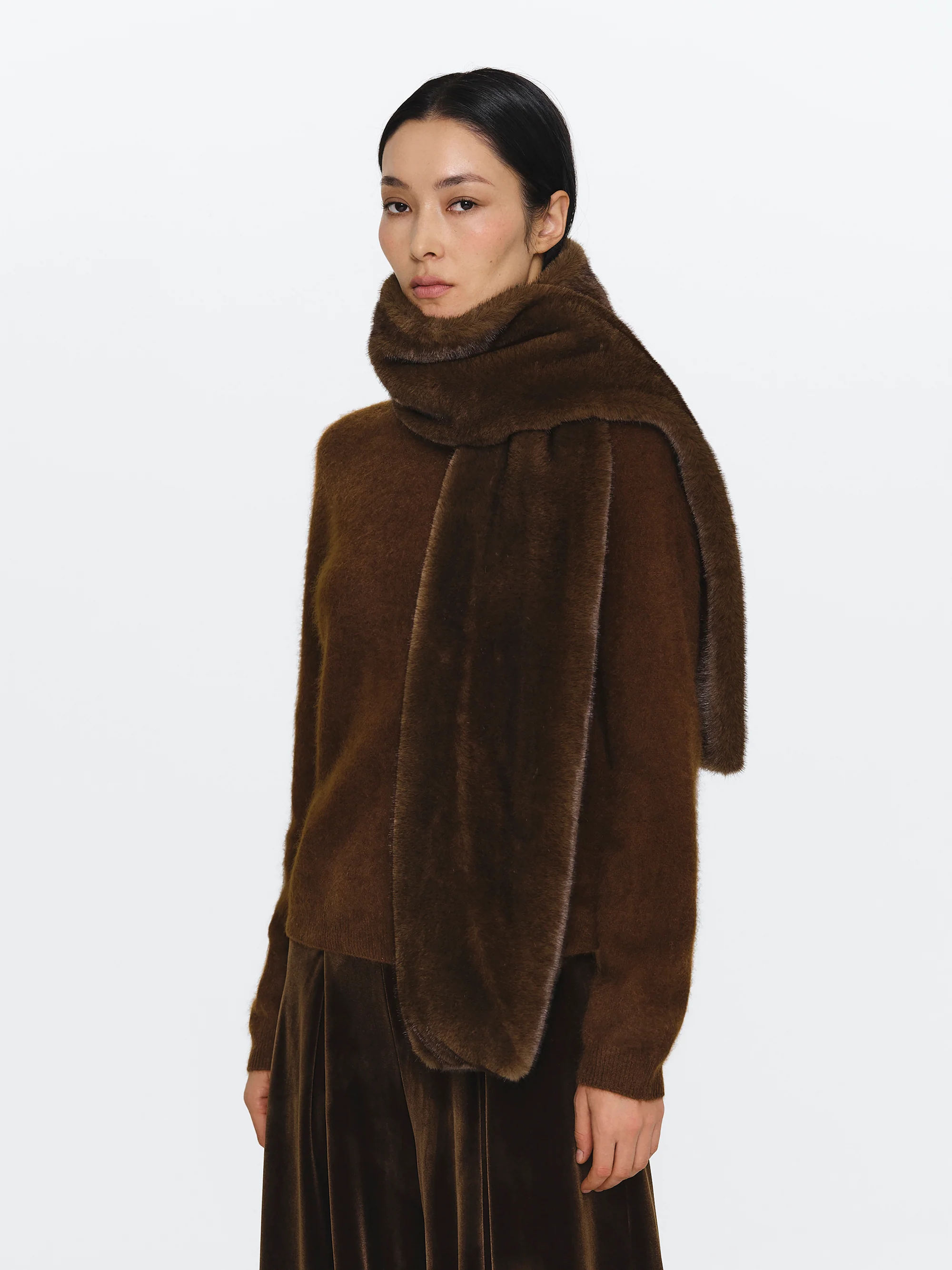 Faux Furry Scarf, Brown