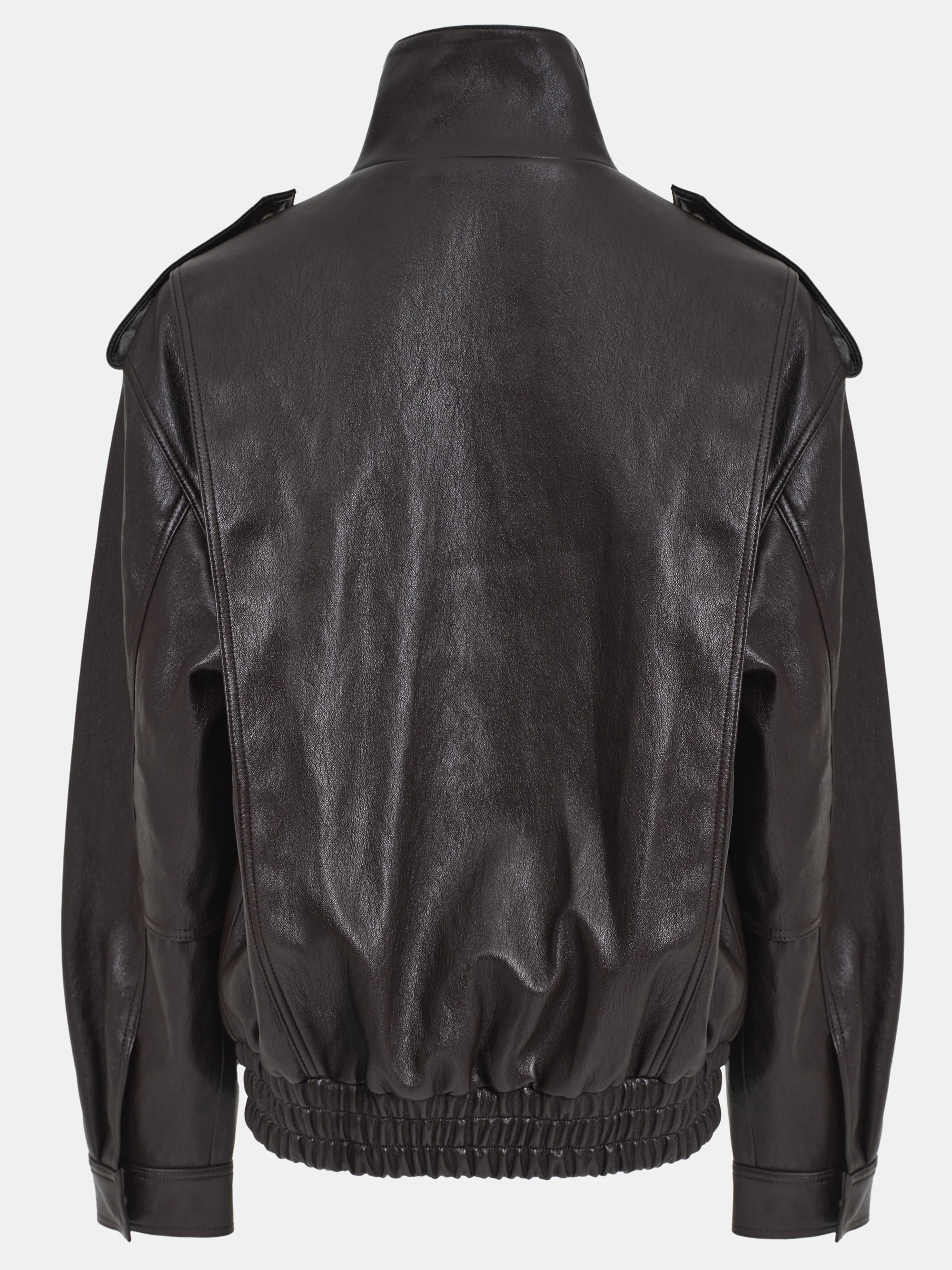 Faux-Leather Aviator Jacket, Brown - Image 6