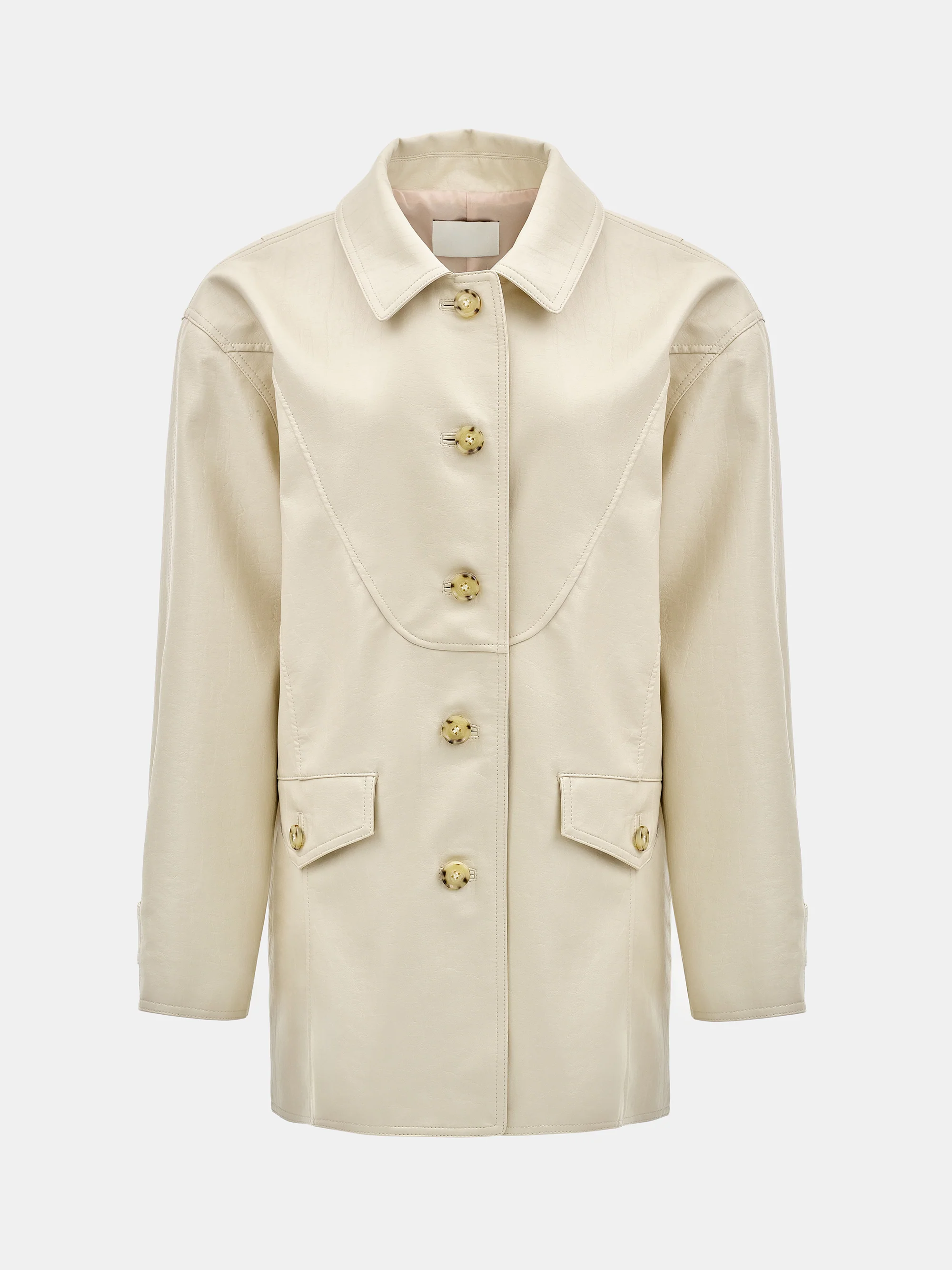 Faux-Leather Barn Jacket, Ivory - Image 5