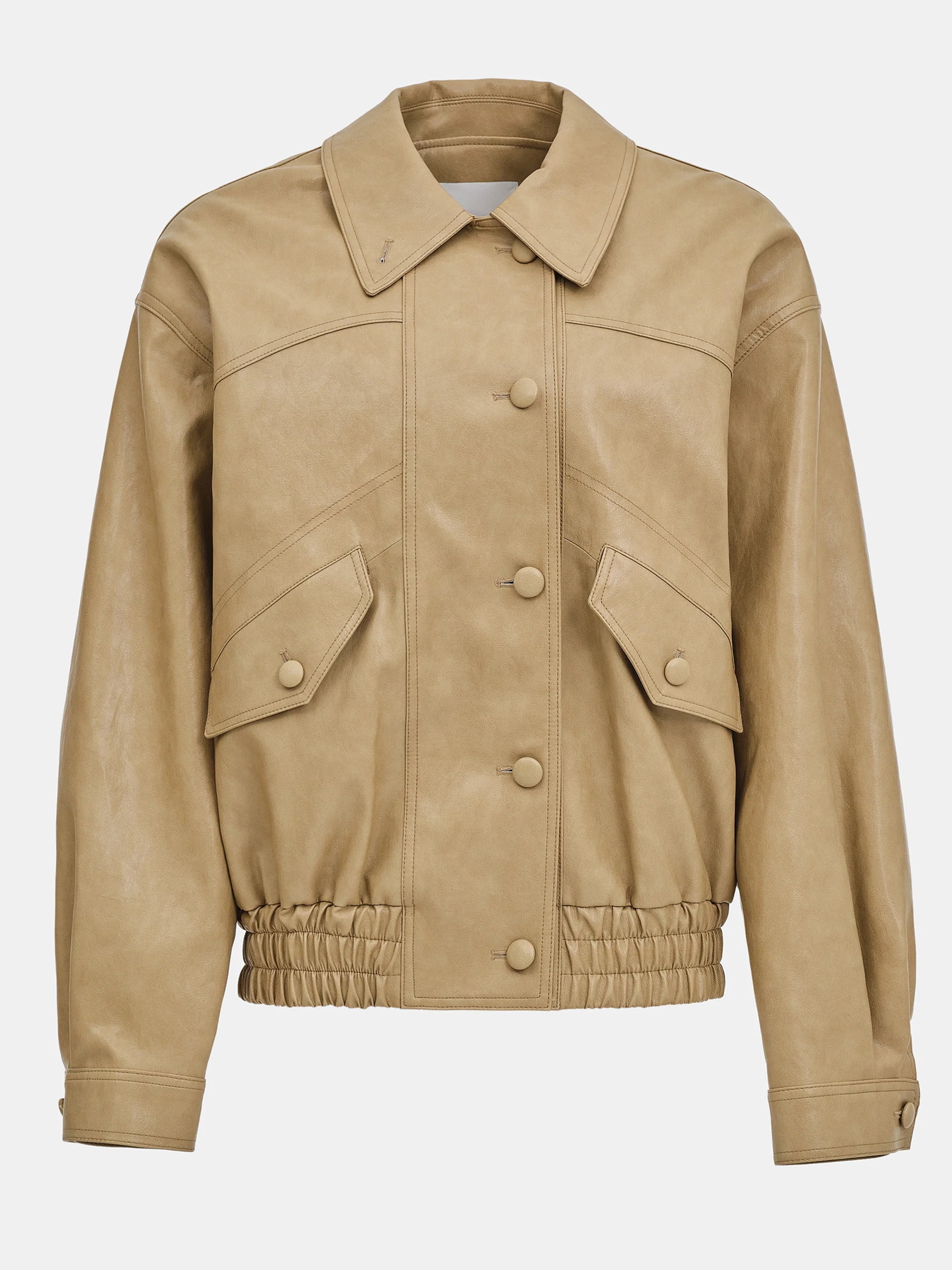Faux-Leather Bomber Jacket, Butter - Image 5