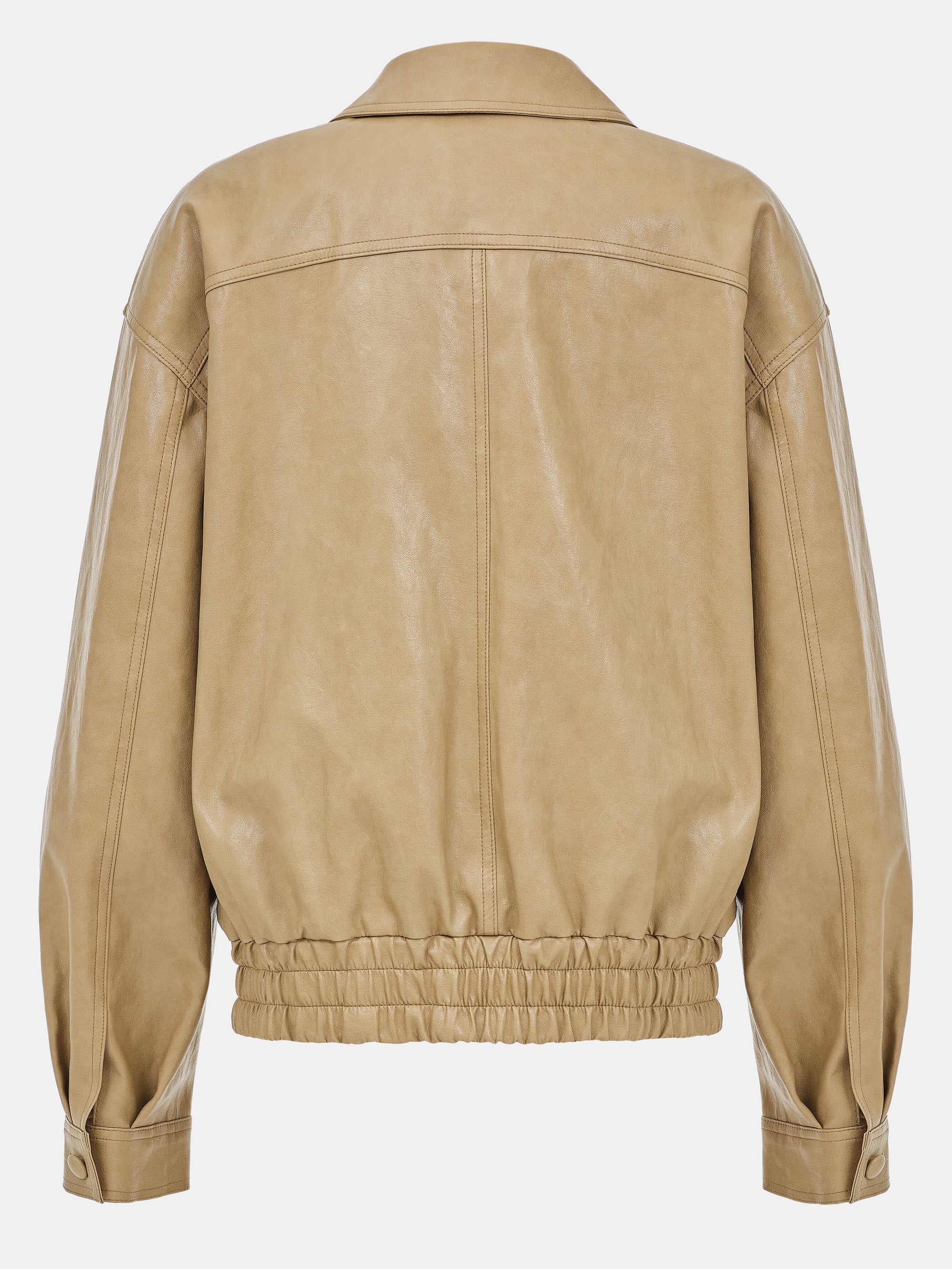 Faux-Leather Bomber Jacket, Butter - Image 6