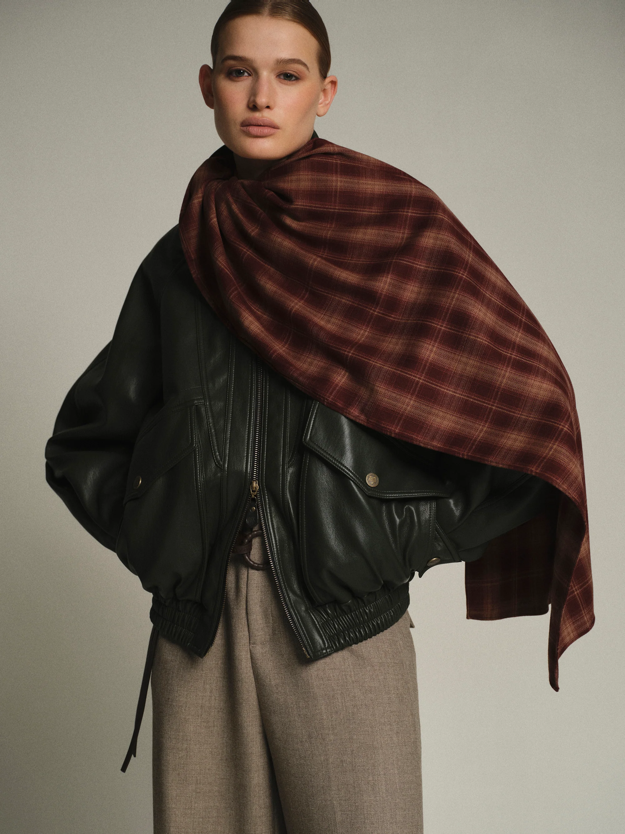 Faux-Leather Bomber Jacket, Deep Green - Image 4