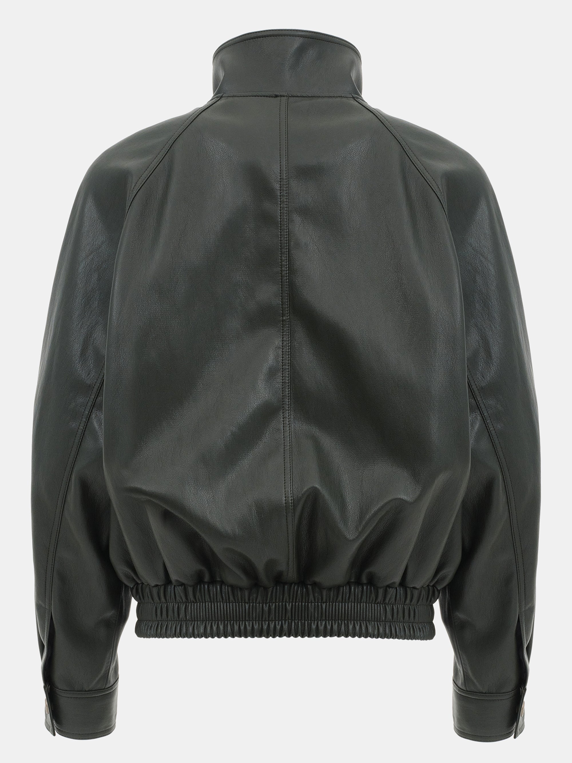 Faux-Leather Bomber Jacket, Deep Green - Image 6