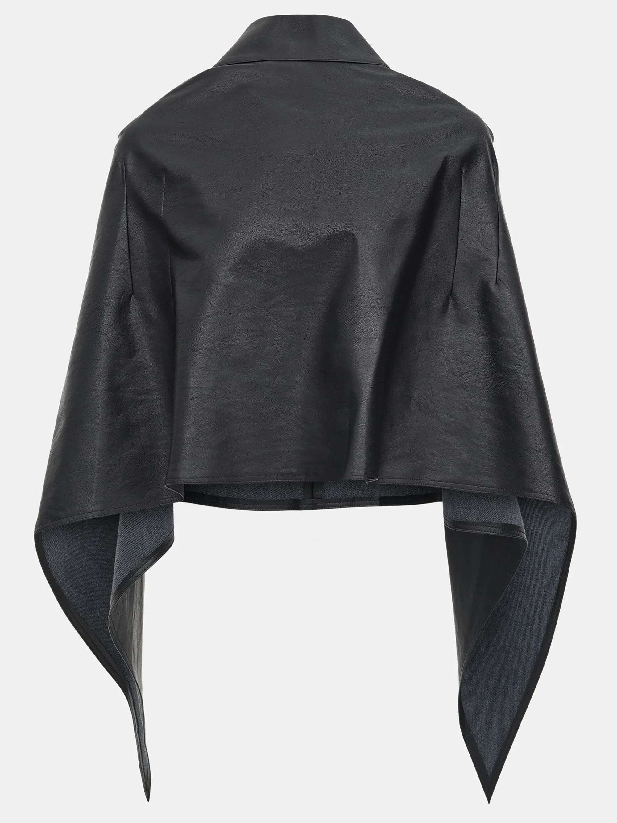 Faux-Leather Cape, Black - Image 5