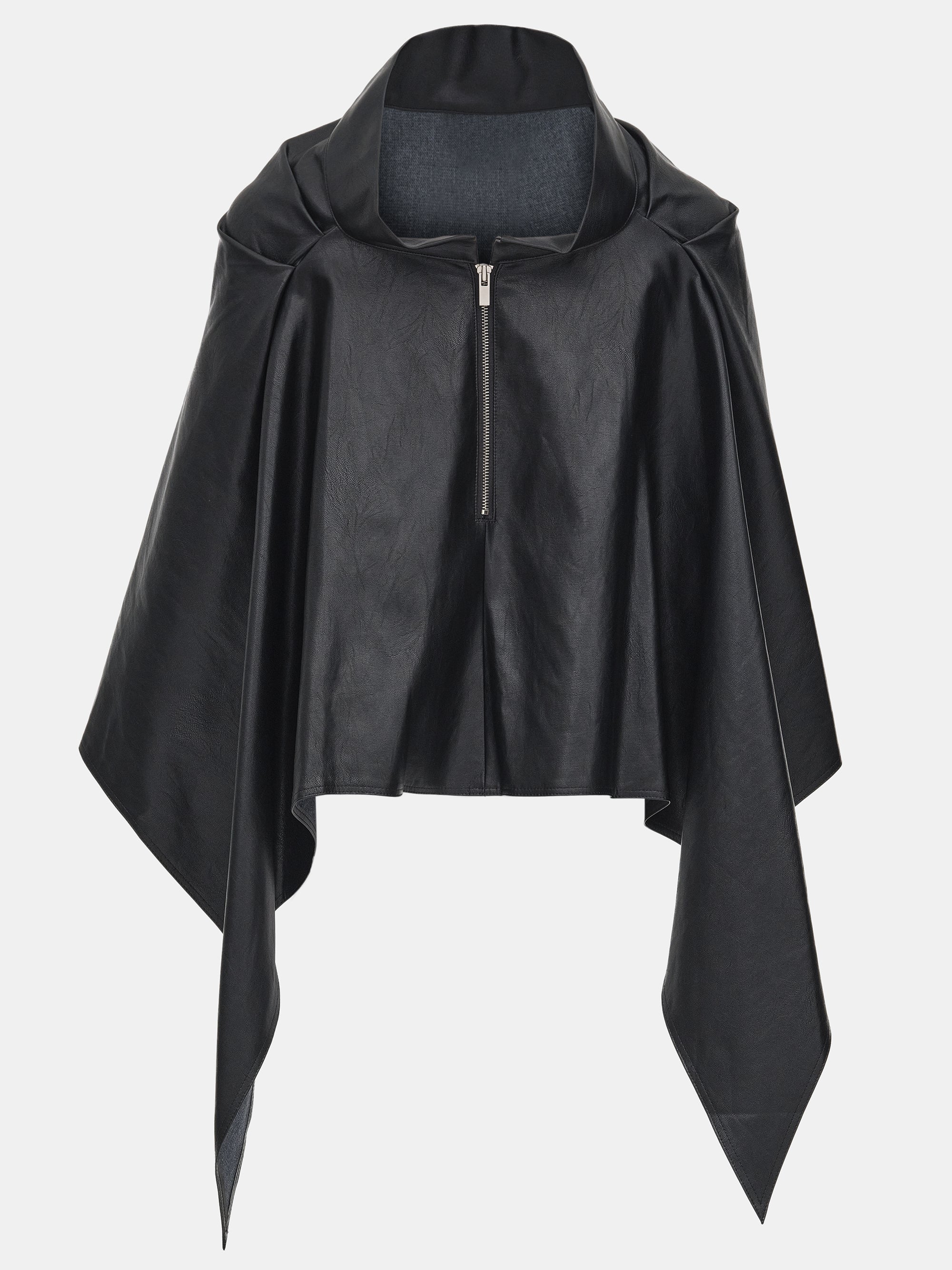 Faux-Leather Cape, Black - Image 6