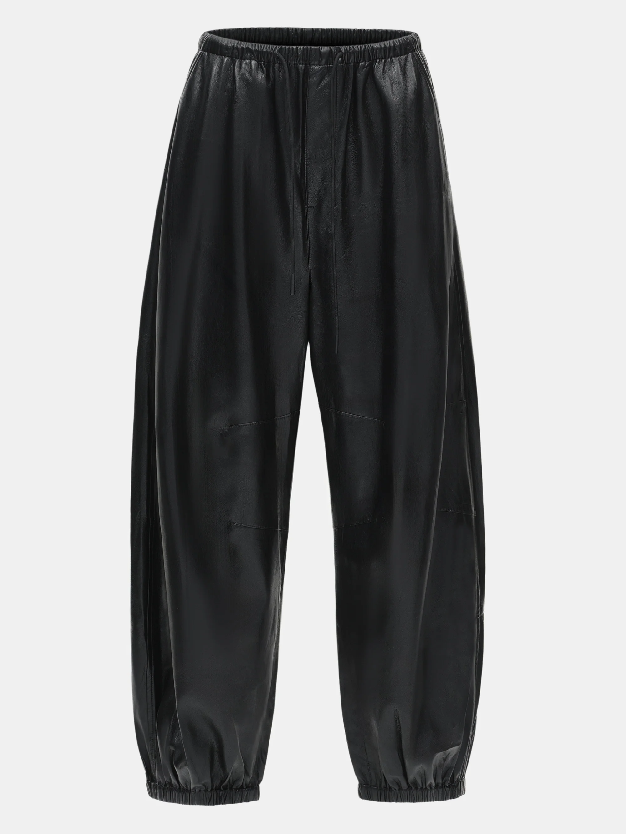 Faux-Leather Parachute Trousers, Black