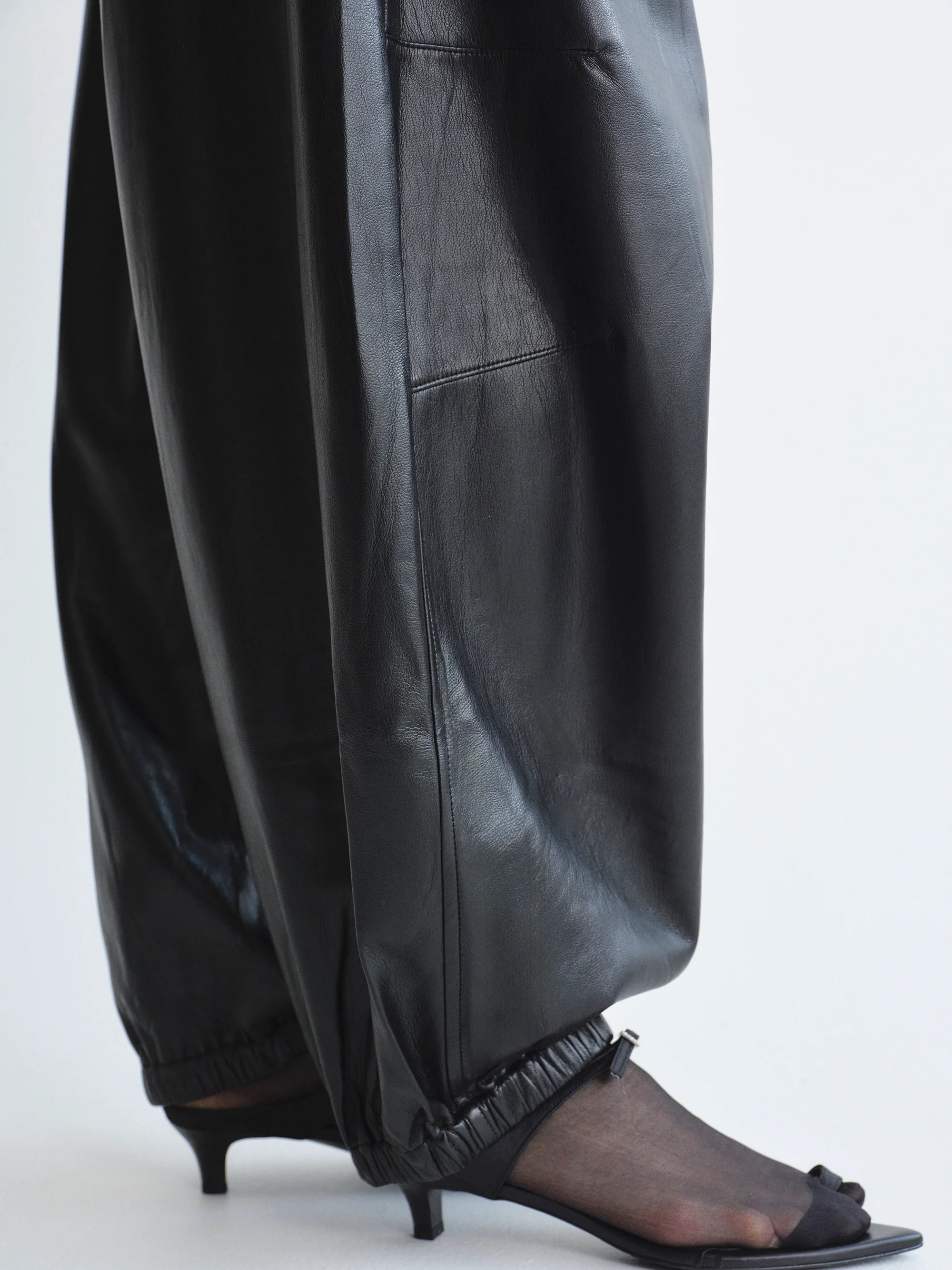 Faux-Leather Parachute Trousers, Black - Image 5