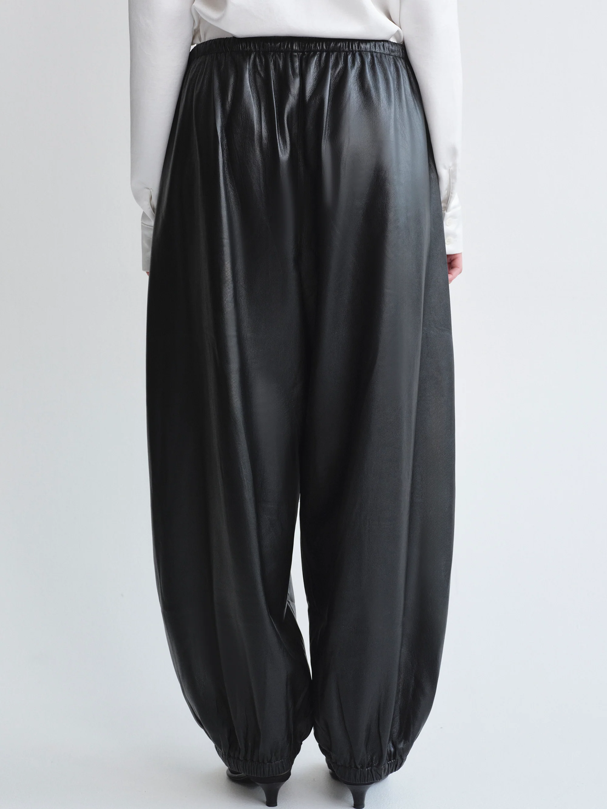 Faux-Leather Parachute Trousers, Black - Image 6