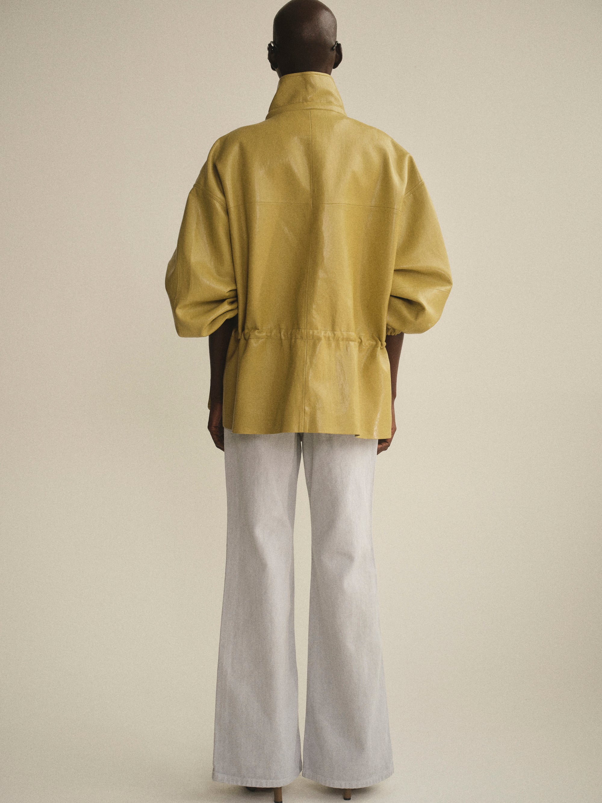 Faux-Leather Short Parka, Olive - Image 5