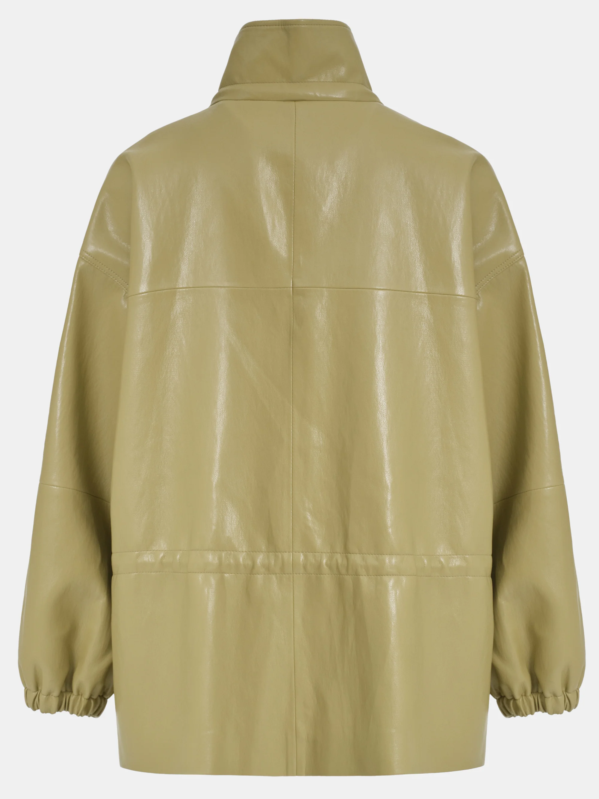 Faux-Leather Short Parka, Olive - Image 7