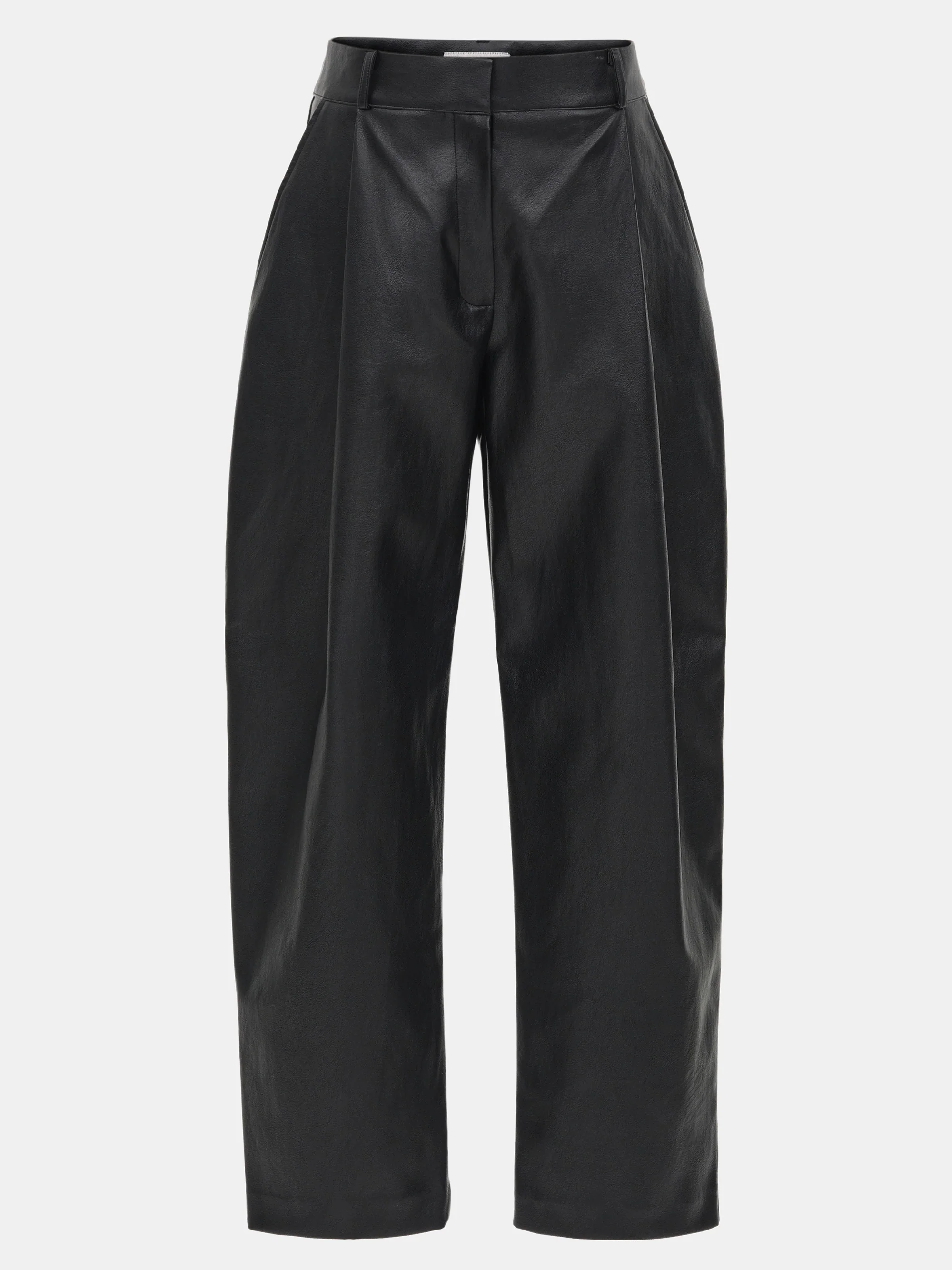 Faux-Leather Tapered Pants, Black - Image 5