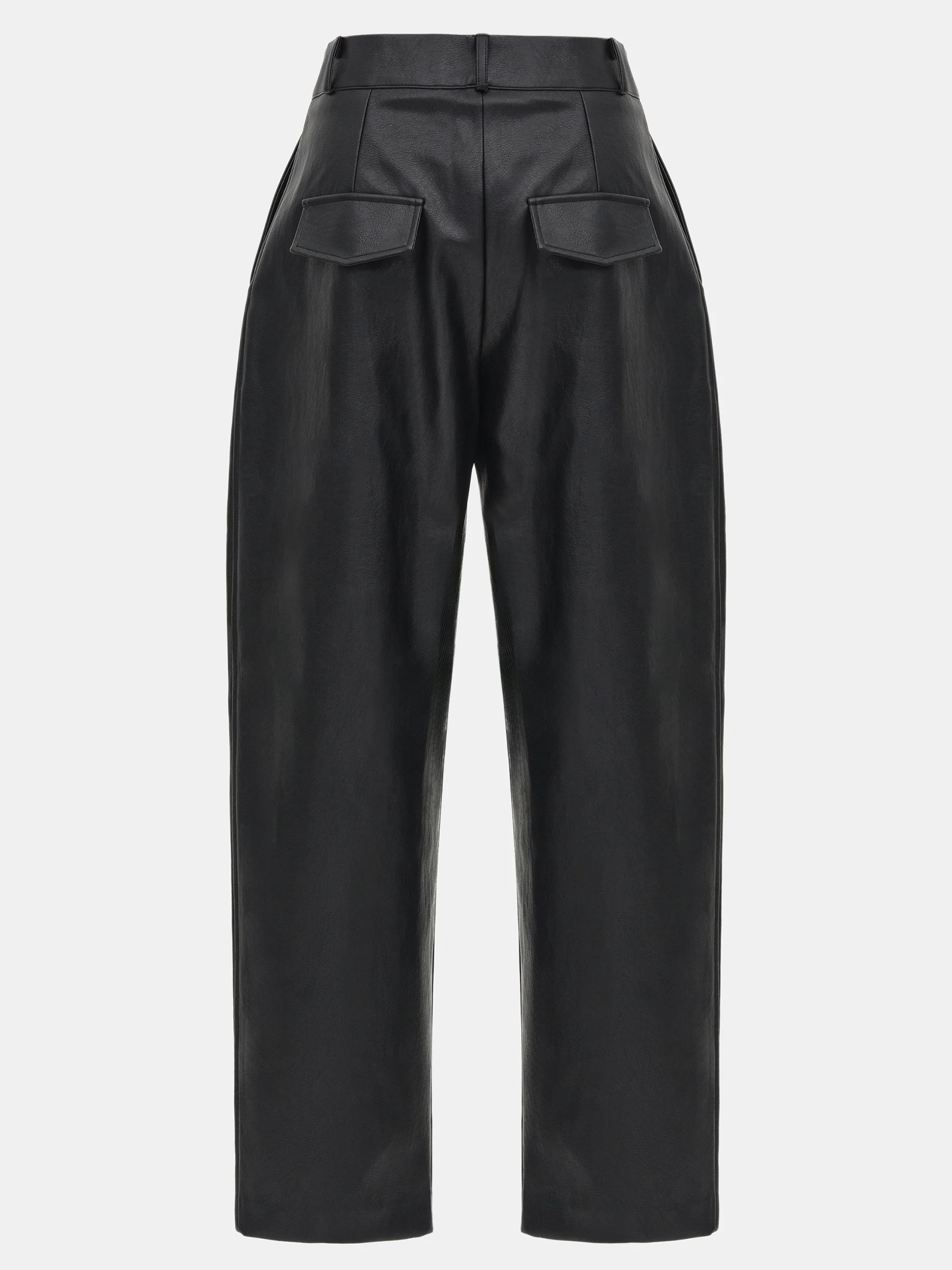 Faux-Leather Tapered Pants, Black - Image 6