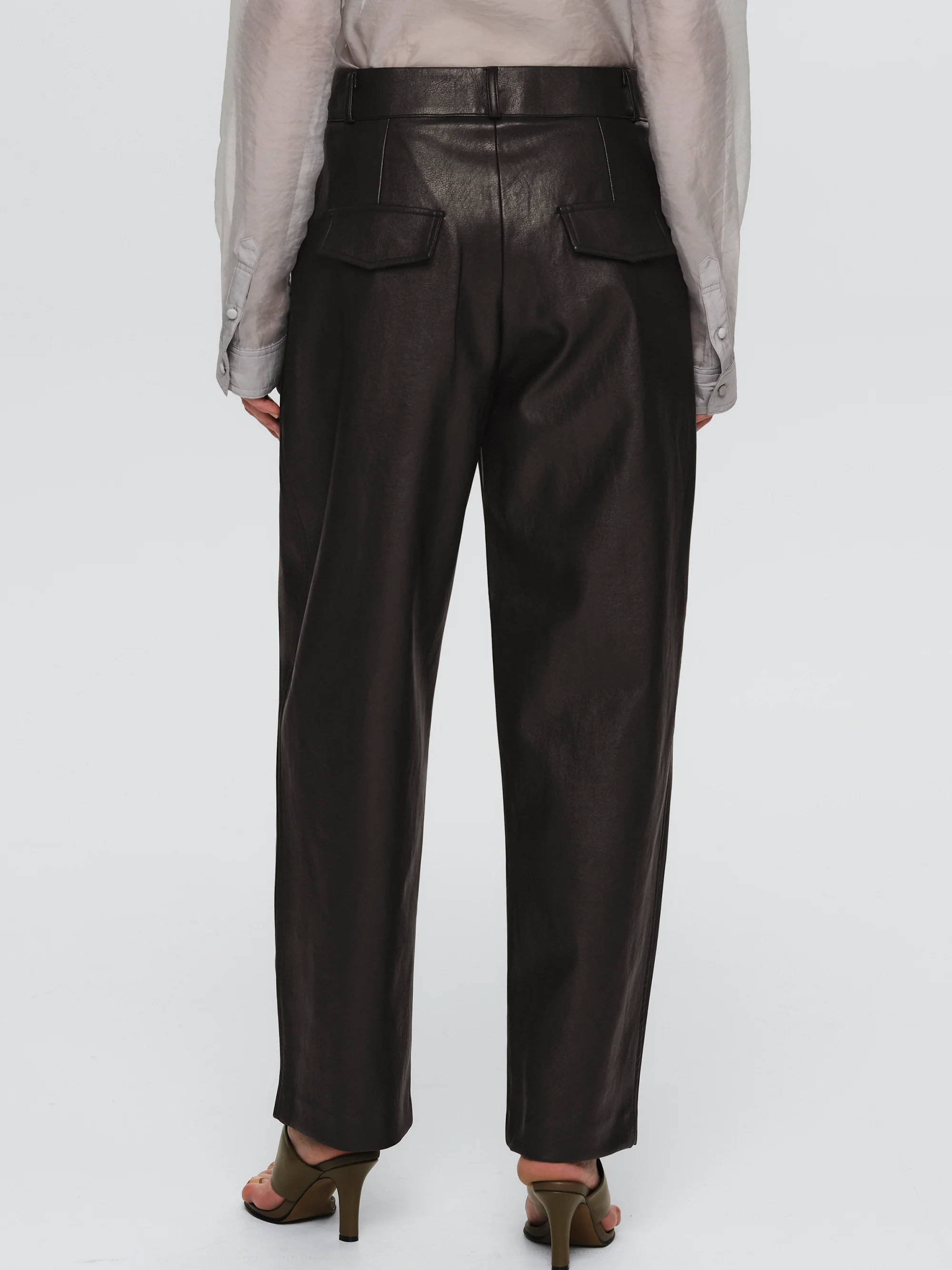 Faux-Leather Tapered Pants, Dark Plum - Image 4