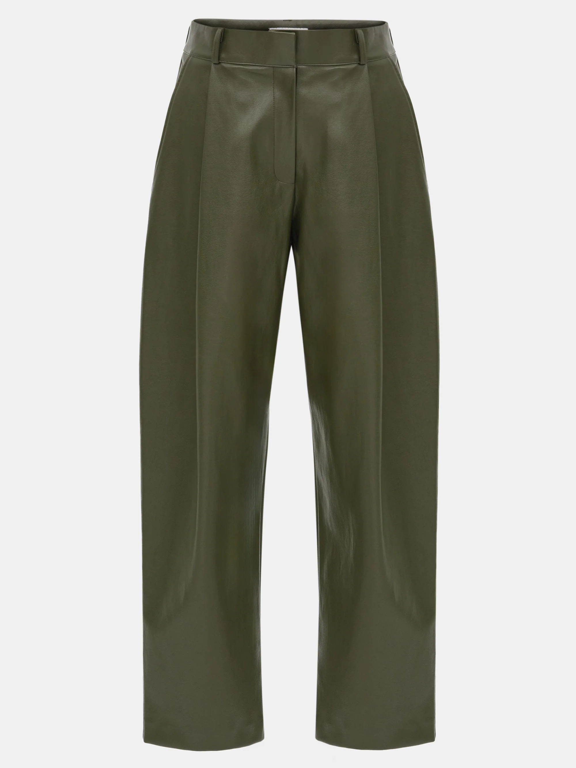 Faux-Leather Tapered Pants, Olive - Image 5