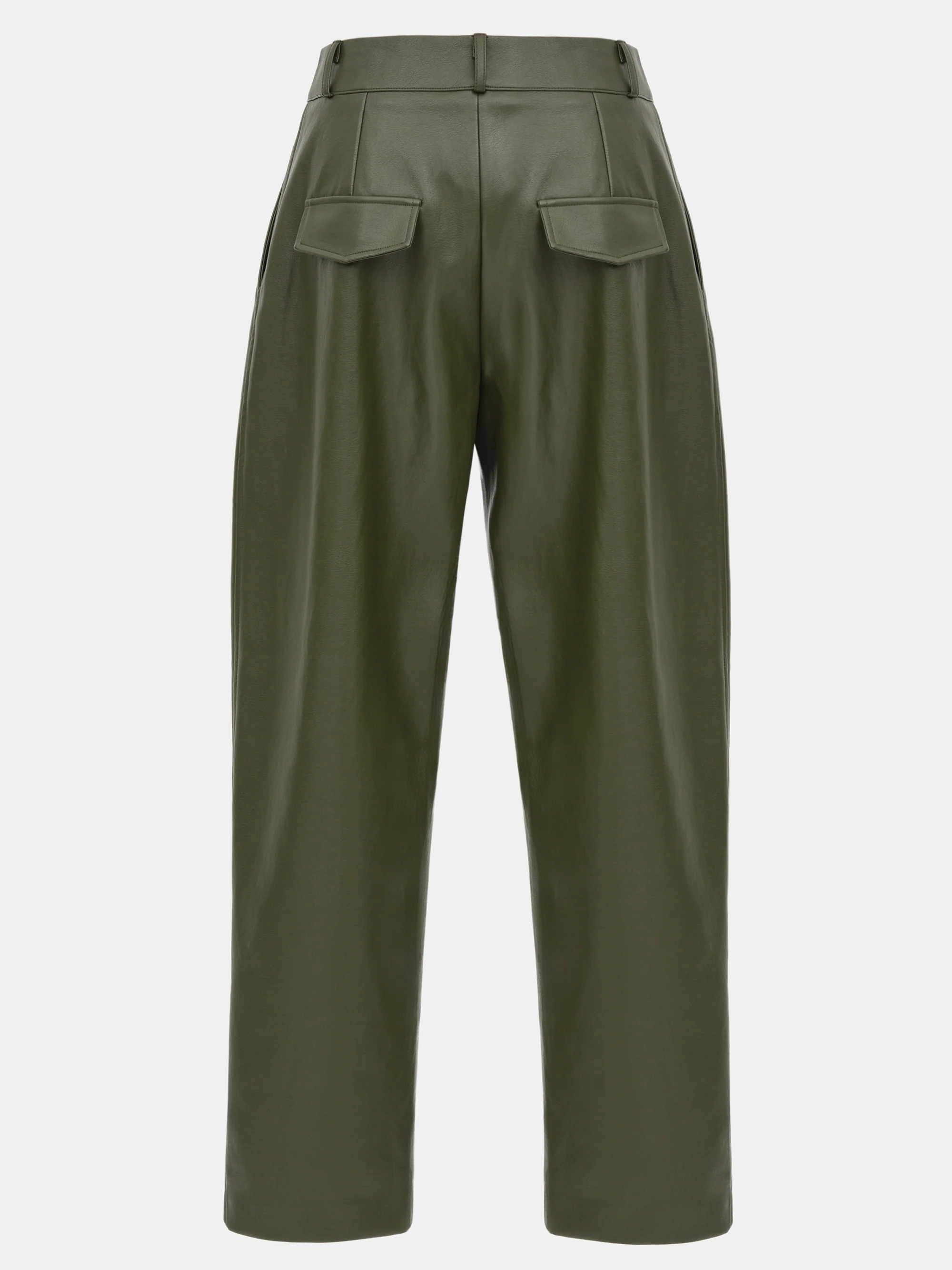 Faux-Leather Tapered Pants, Olive - Image 6