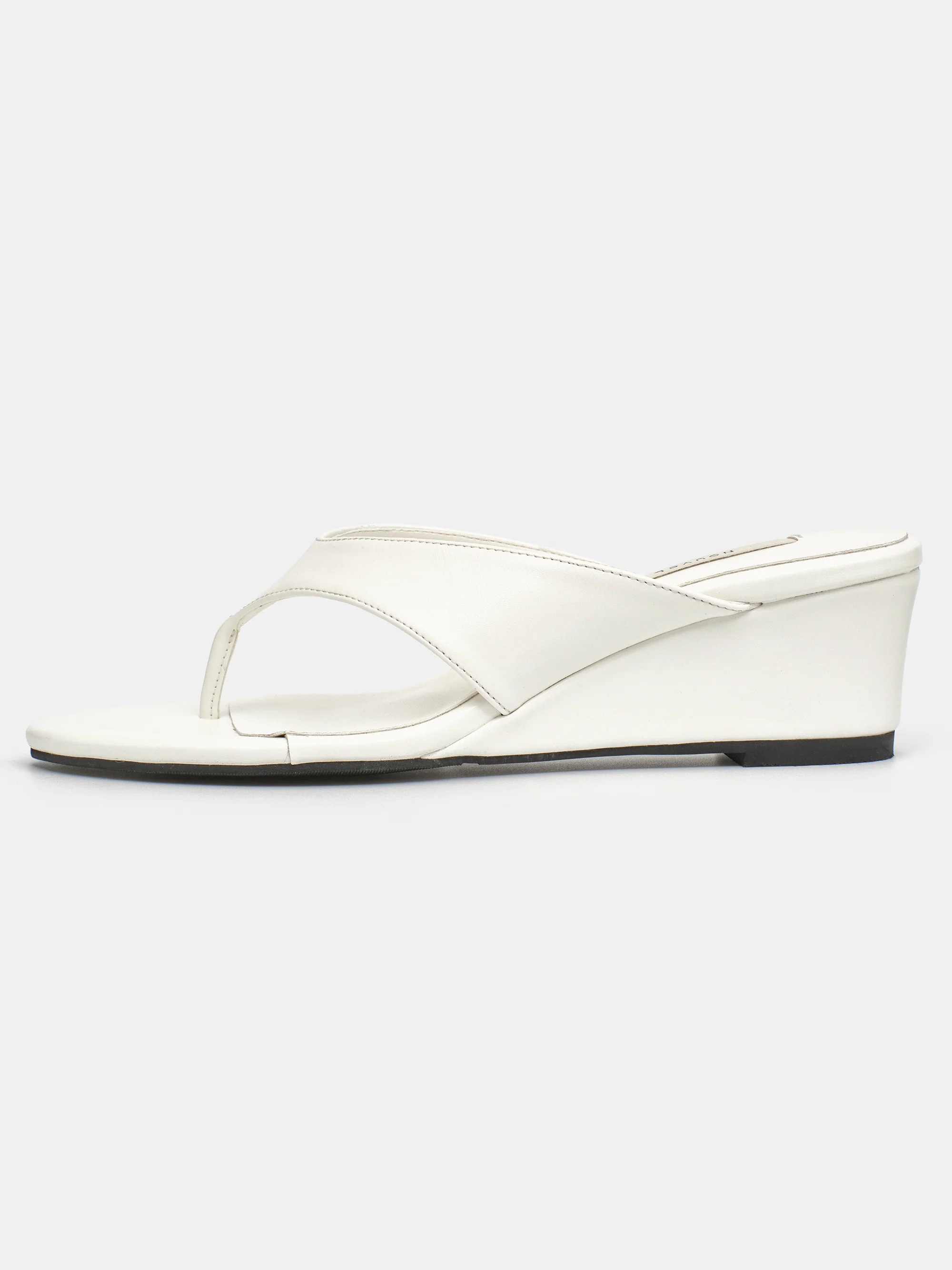 Faux-Leather Wedge Sandal, White