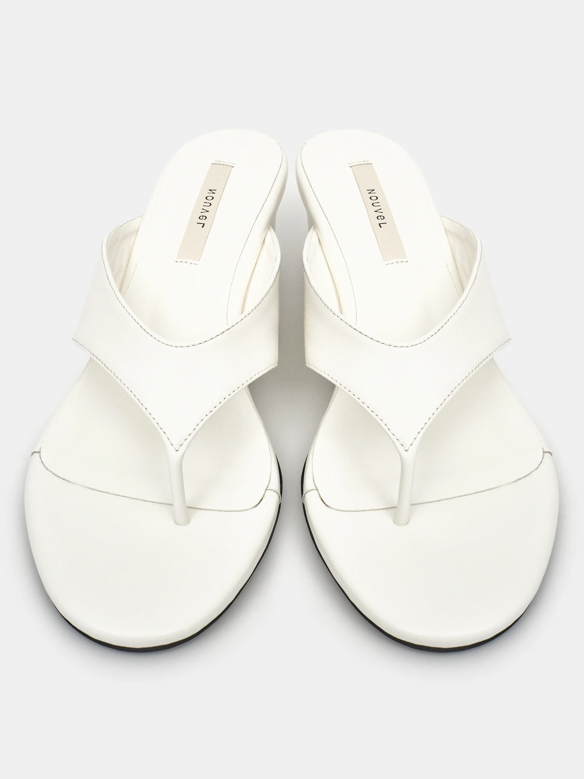 Faux-Leather Wedge Sandal, White - Image 3