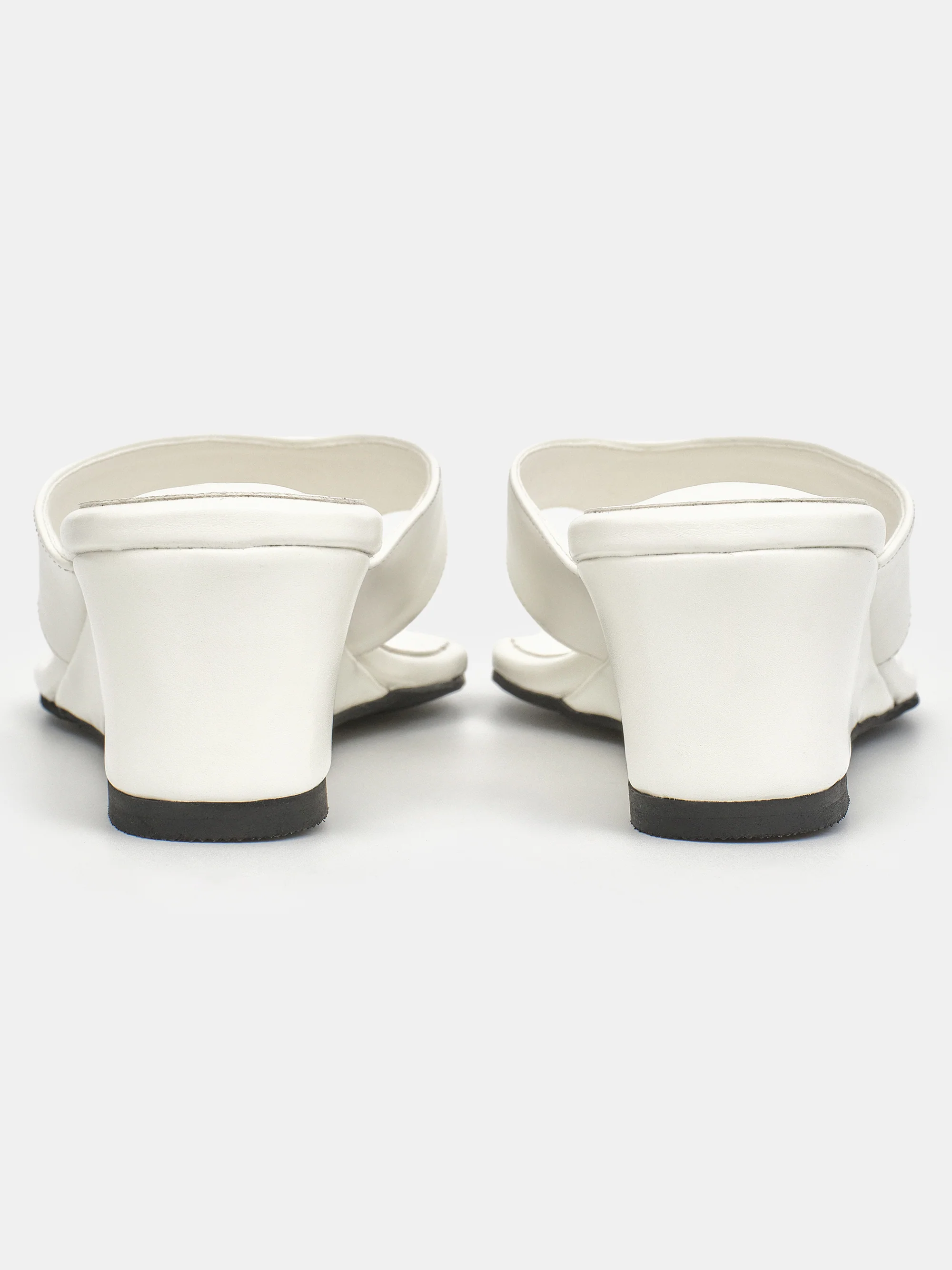 Faux-Leather Wedge Sandal, White - Image 4