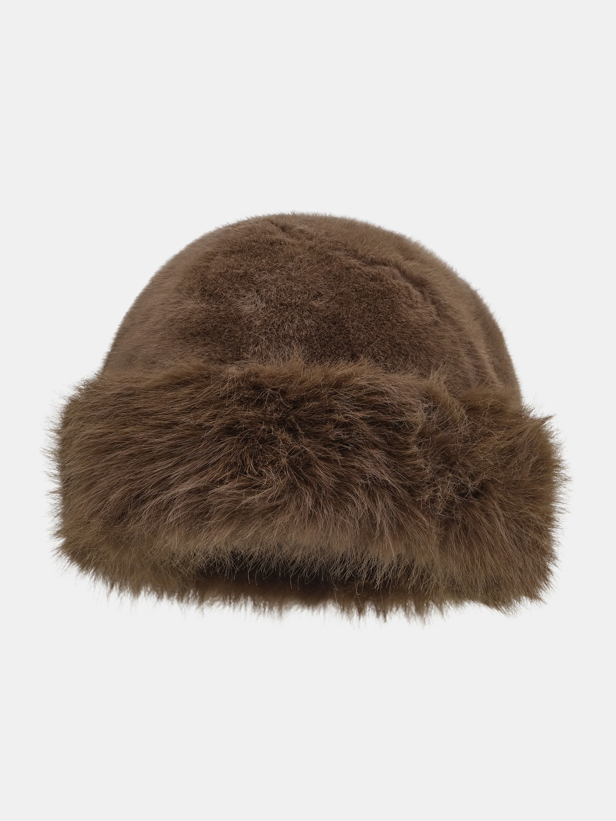 Faux Shearling Hat, Brown