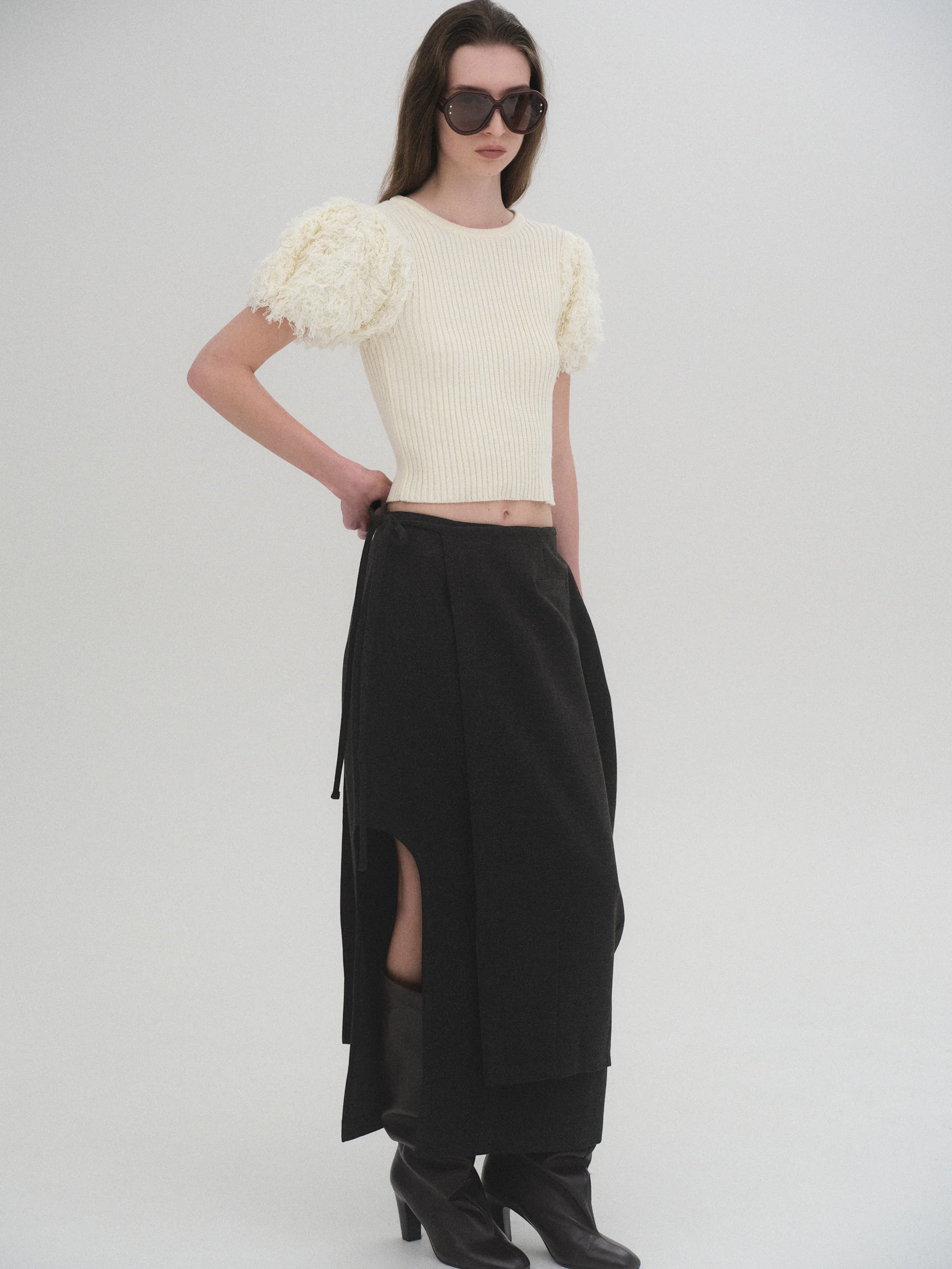 Faux Shearling Knit Top, Ivory - Image 4