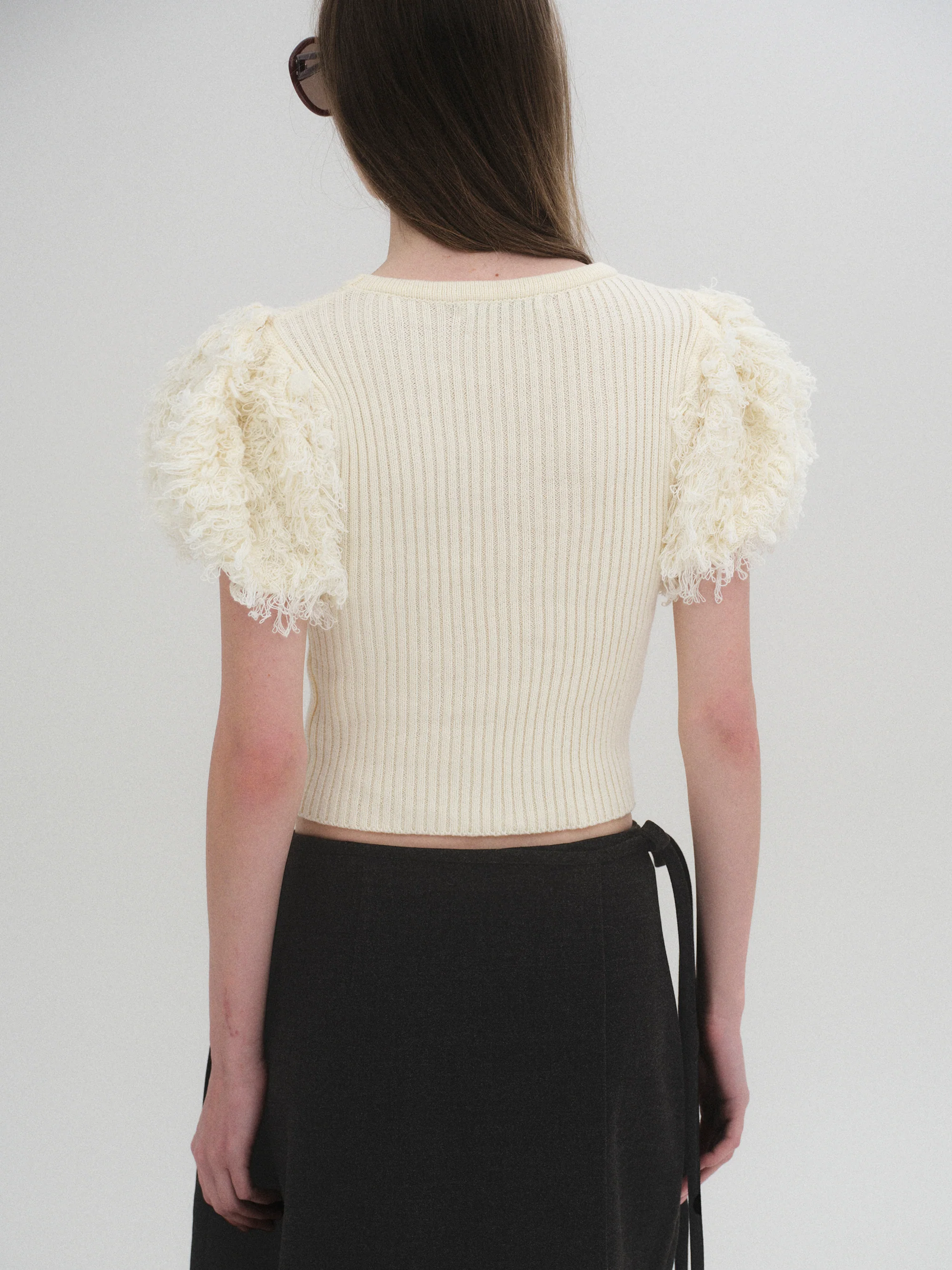 Faux Shearling Knit Top, Ivory - Image 5