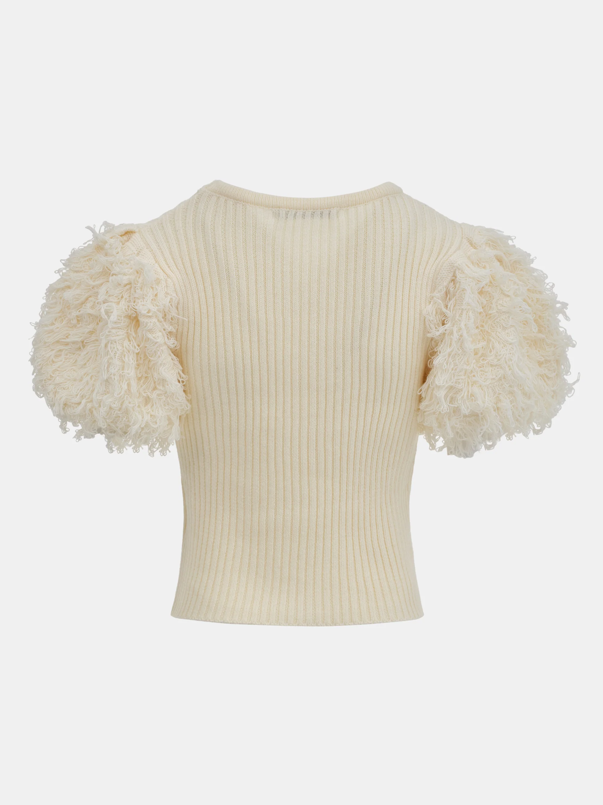Faux Shearling Knit Top, Ivory - Image 7