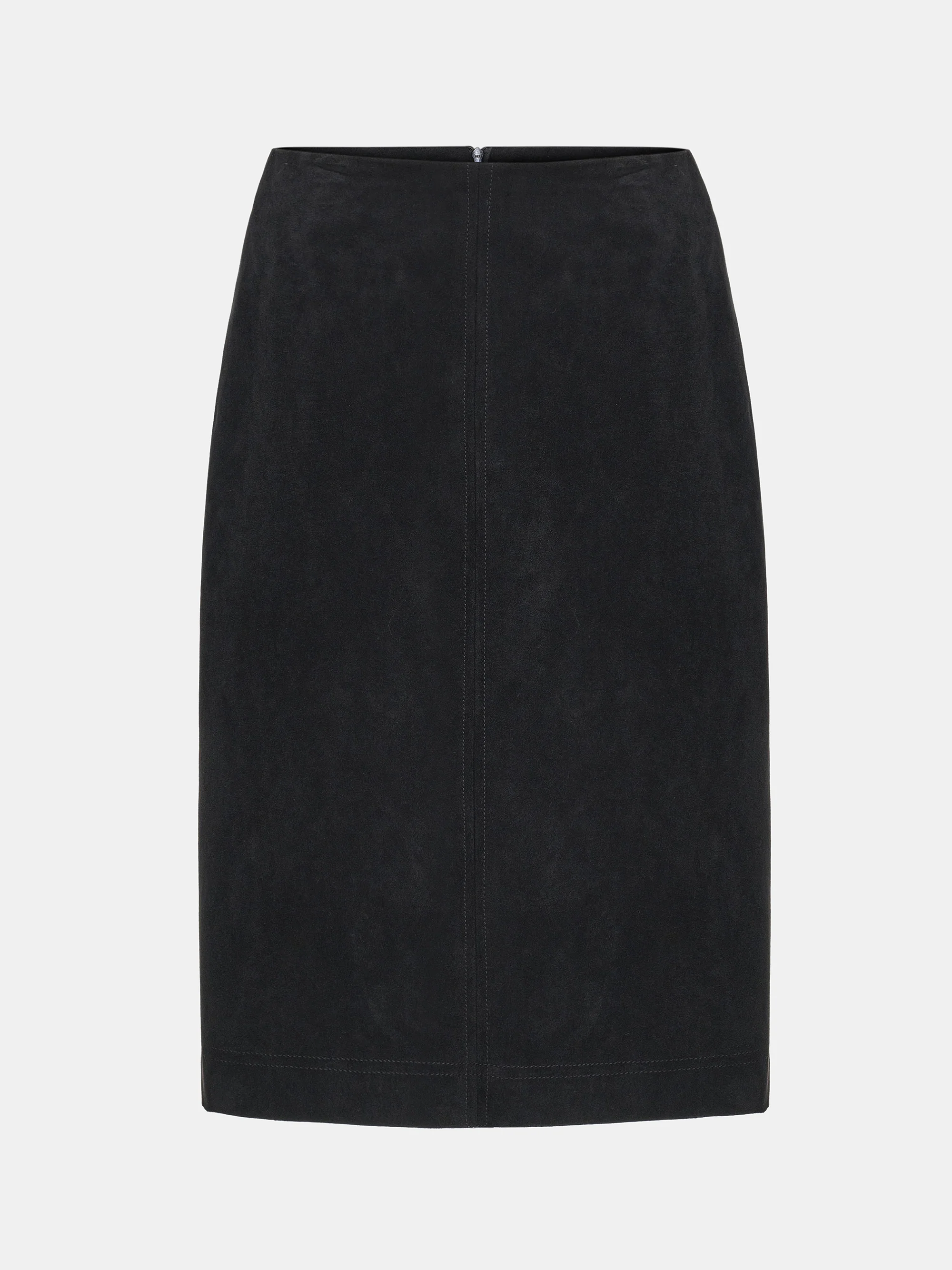 Faux Suede Midi Skirt, Black - Image 5