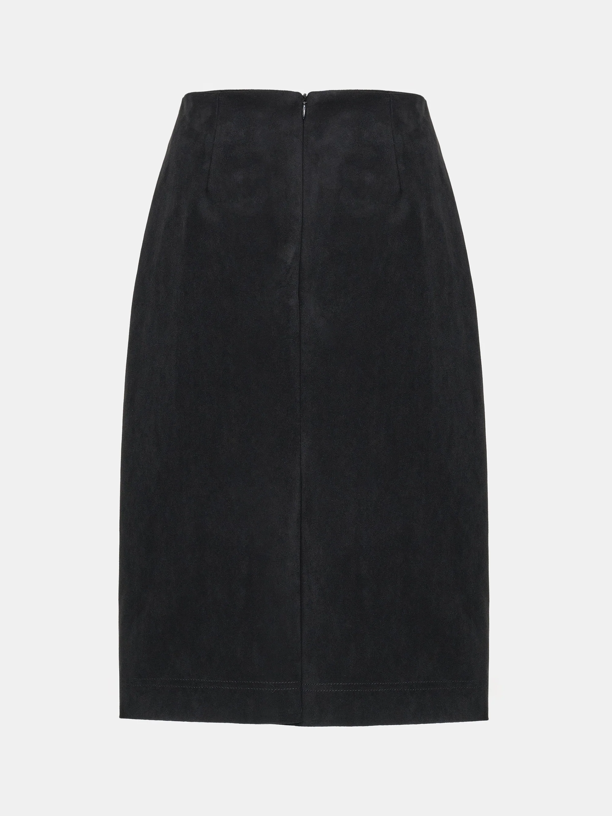 Faux Suede Midi Skirt, Black - Image 6