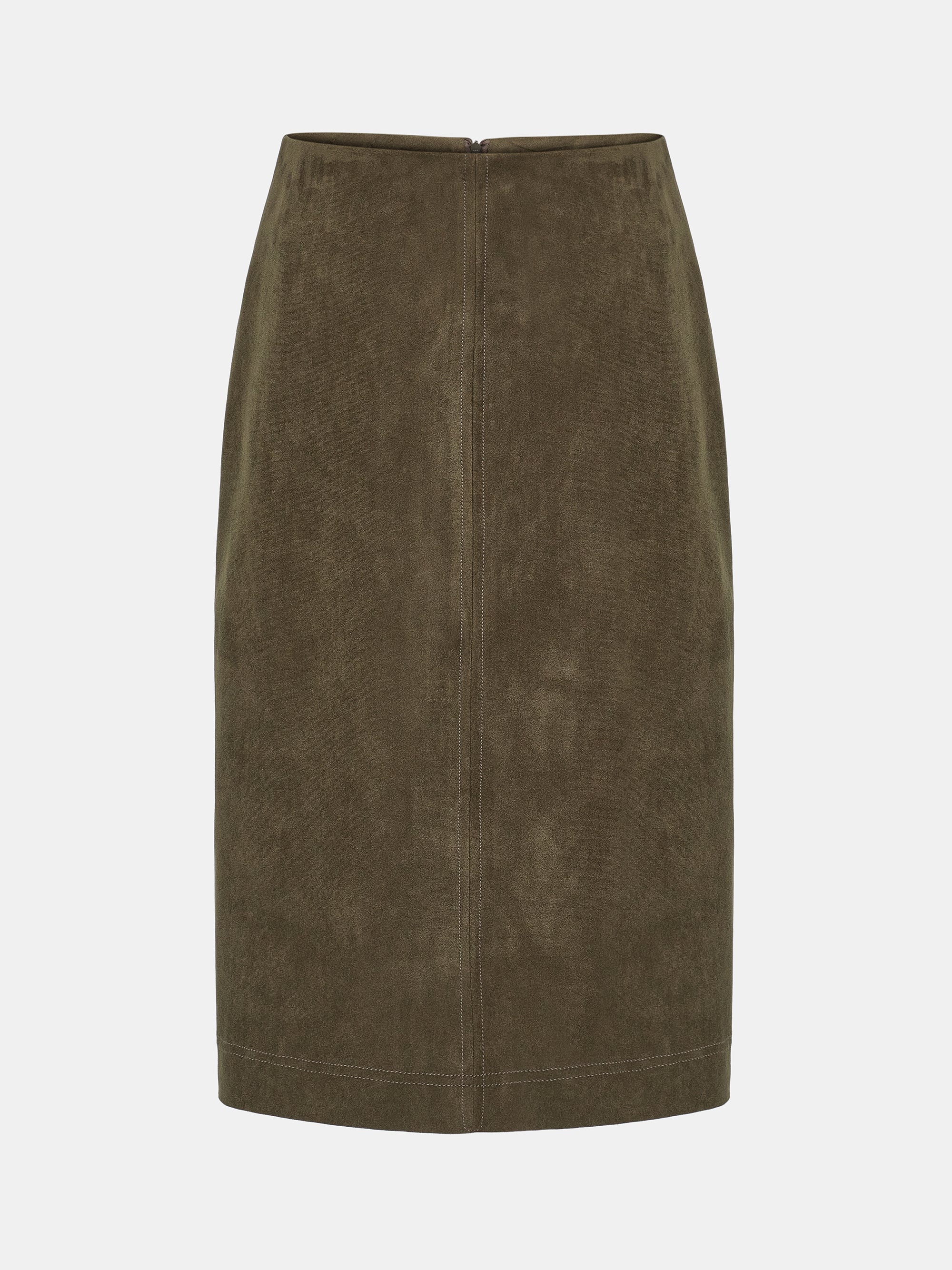 Faux Suede Midi Skirt, Brown - Image 5