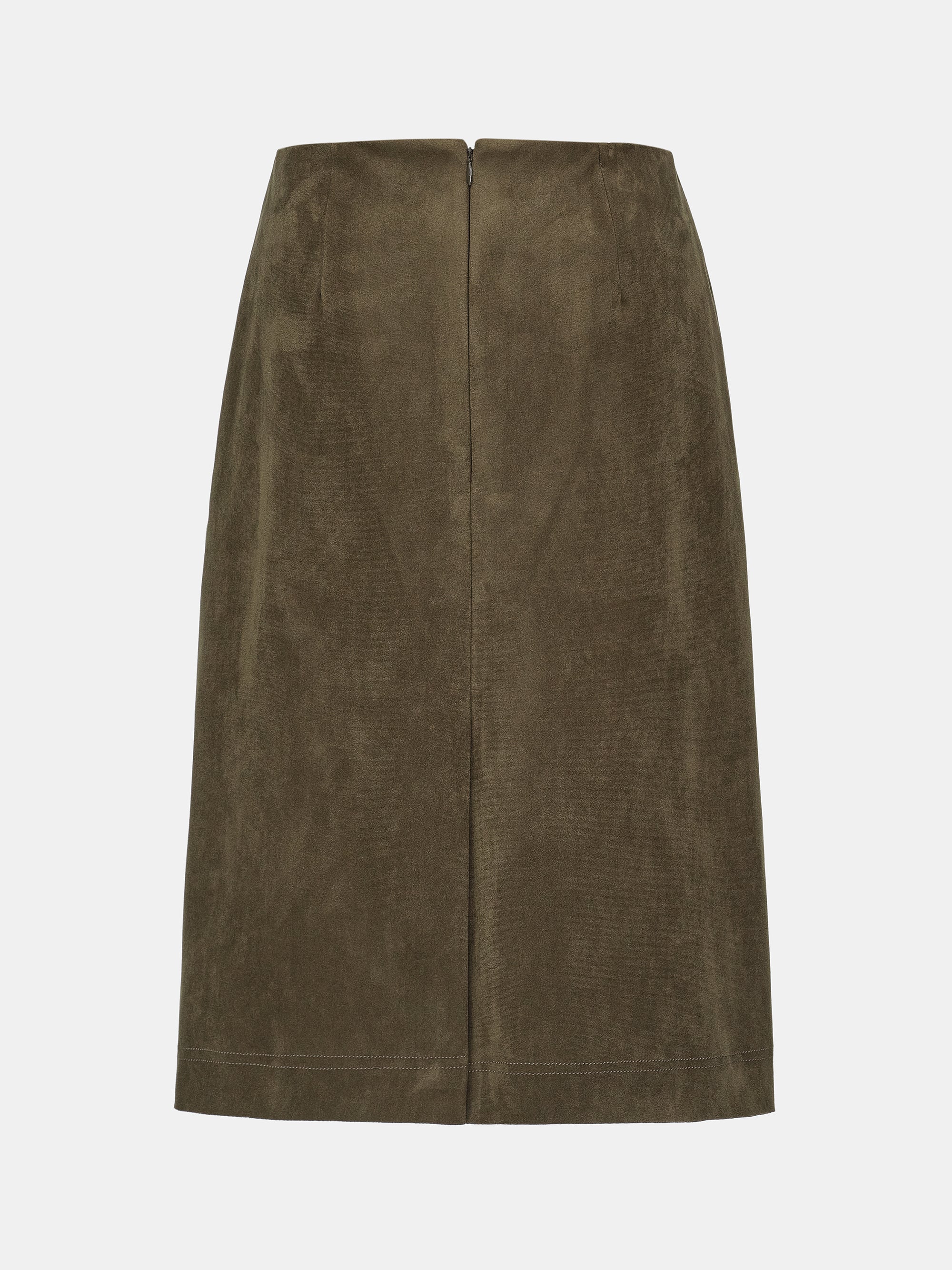 Faux Suede Midi Skirt, Brown - Image 6