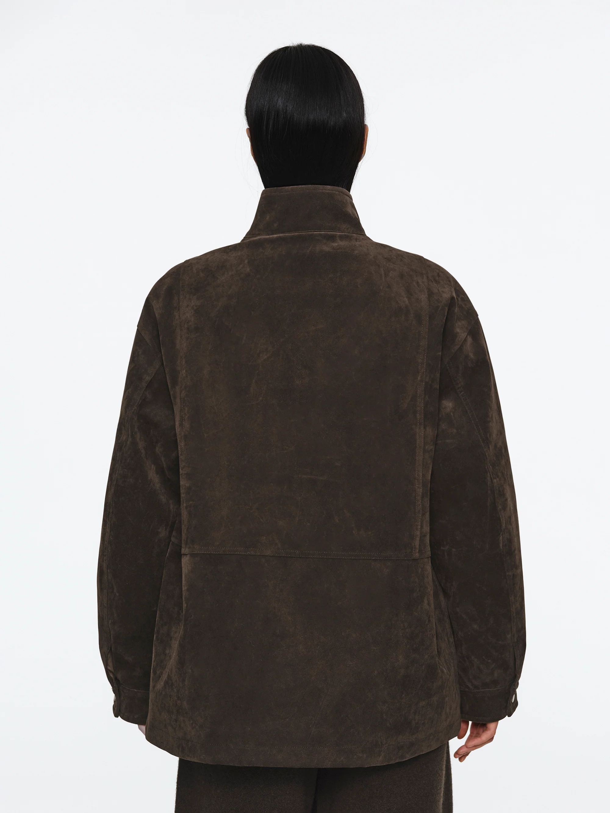 Faux Suede Padded Jacket, Brown - Image 4