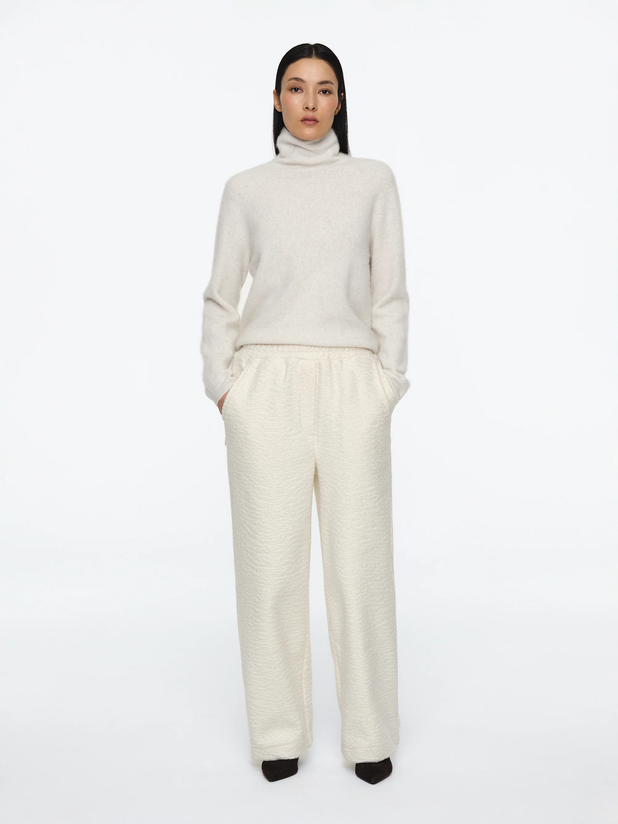 Felted Fleece Lounge Pants, Ivory - Image 3