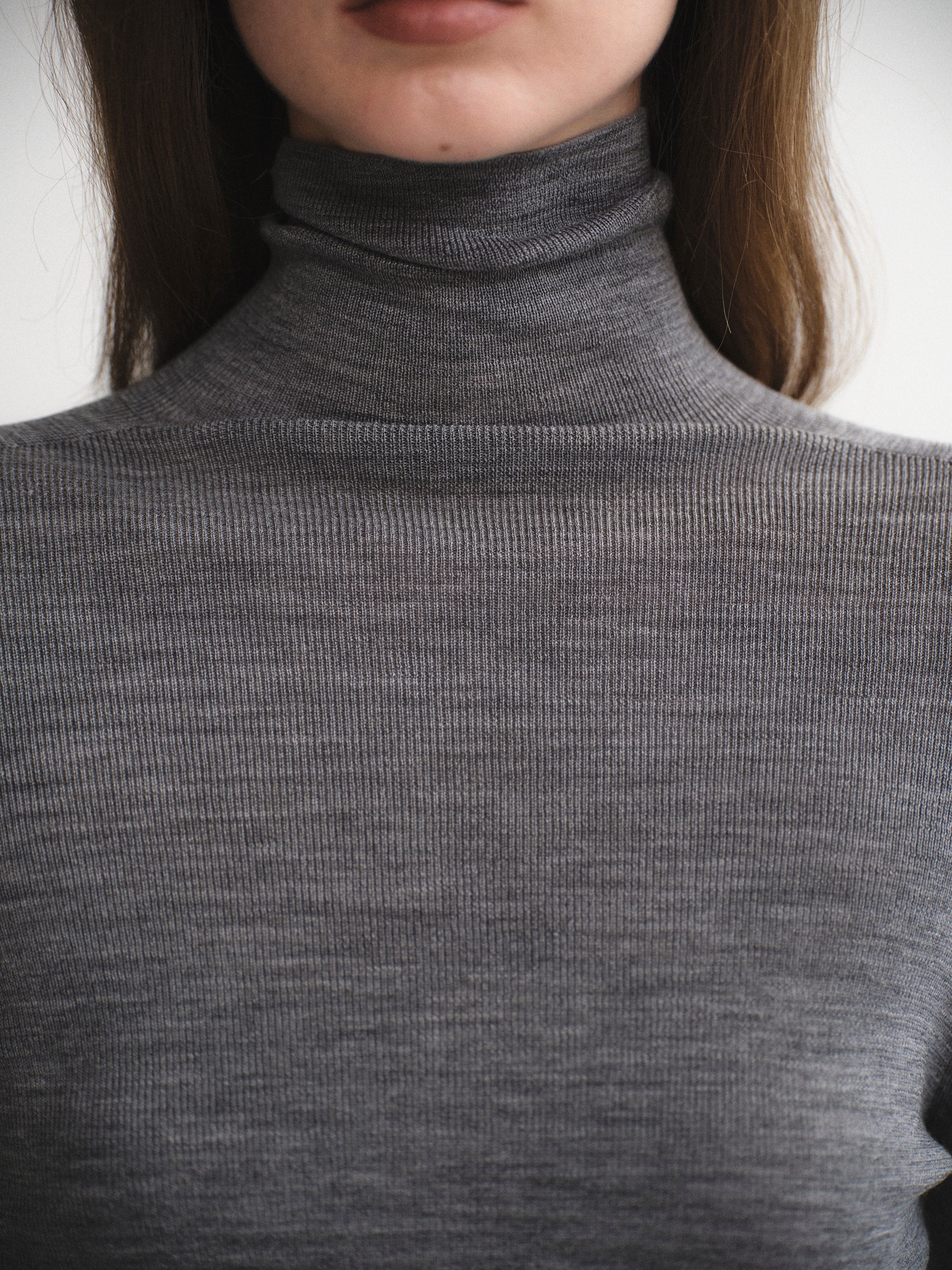 Fine-Knit Merino Turtleneck, Grey - Image 2
