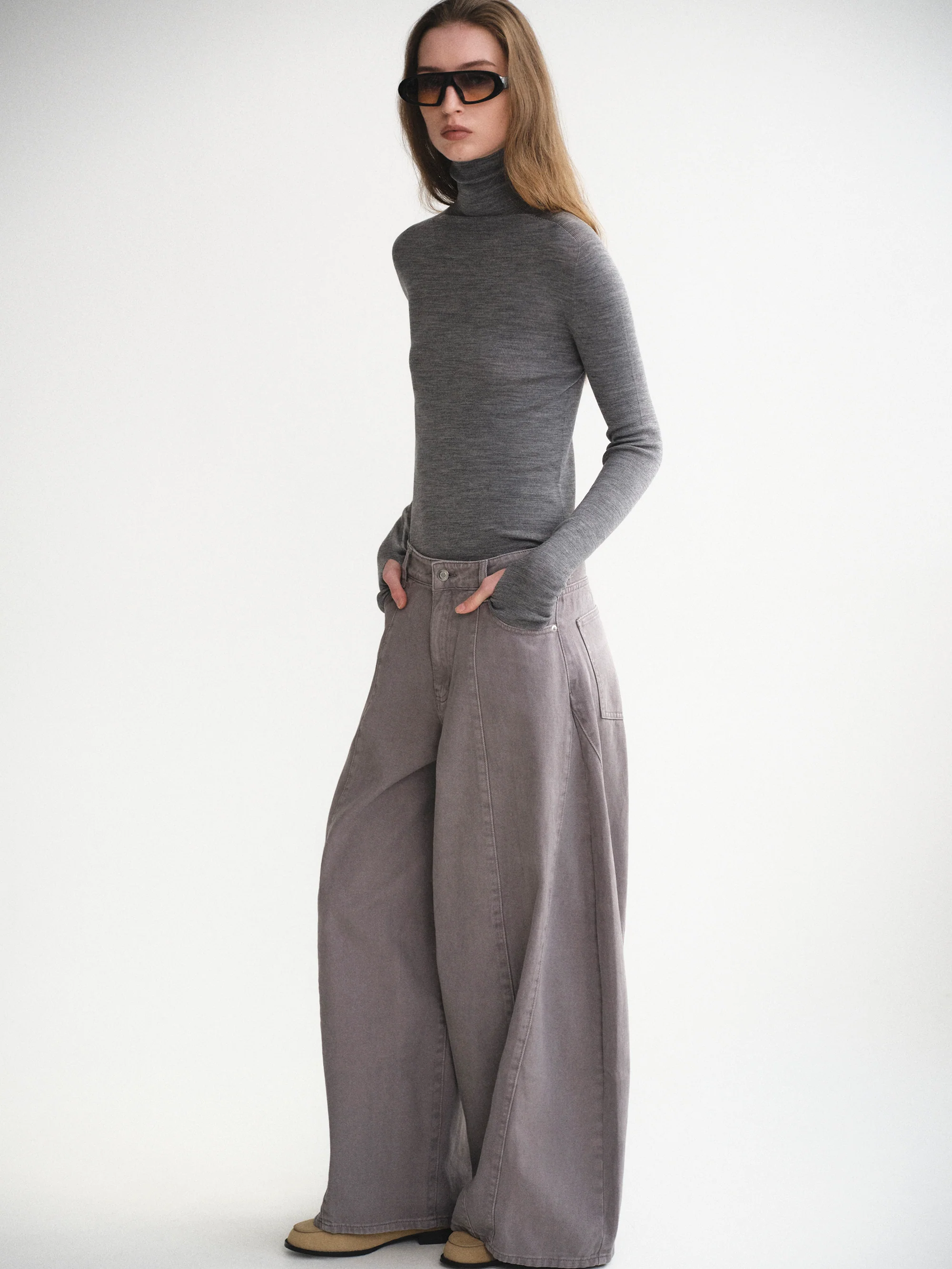Fine-Knit Merino Turtleneck, Grey - Image 5