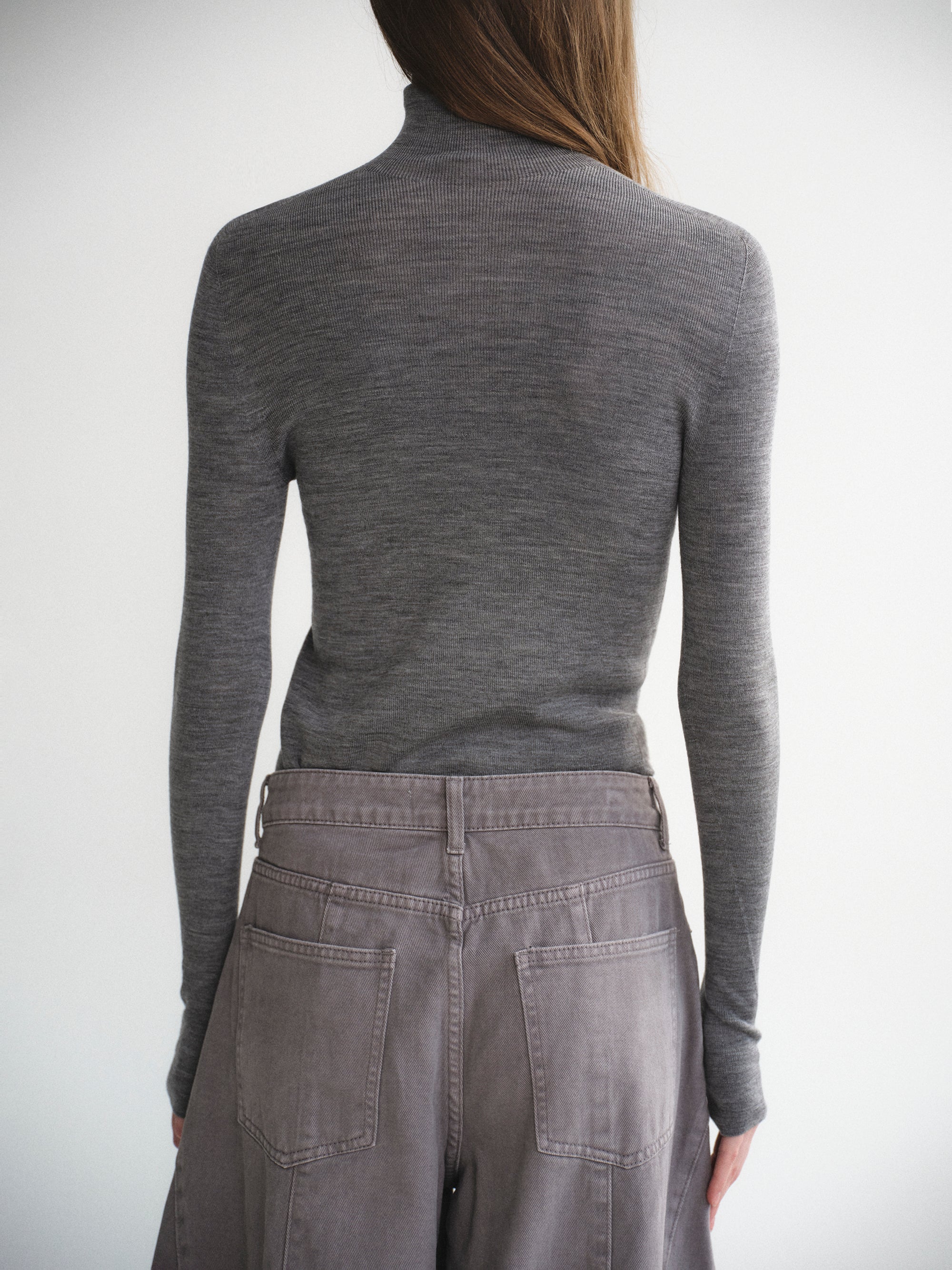 Fine-Knit Merino Turtleneck, Grey - Image 6