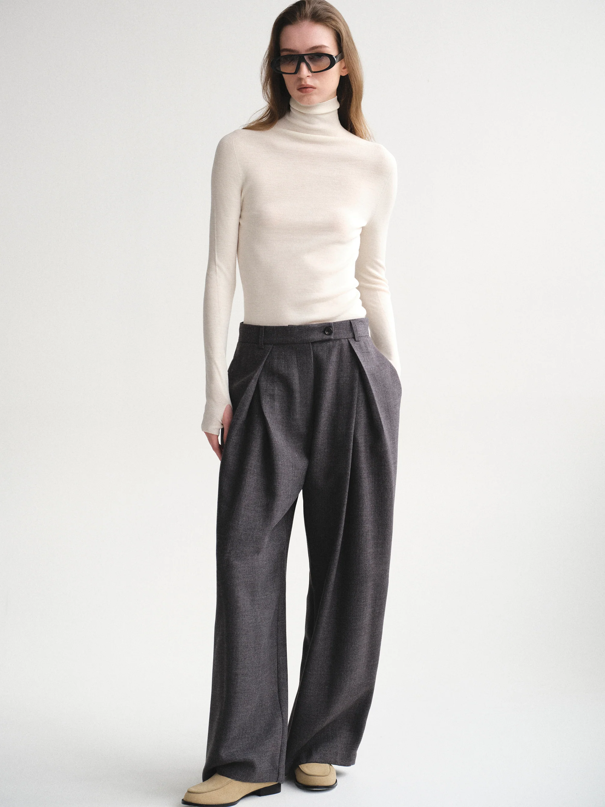 Fine-Knit Merino Turtleneck, Ivory - Image 3