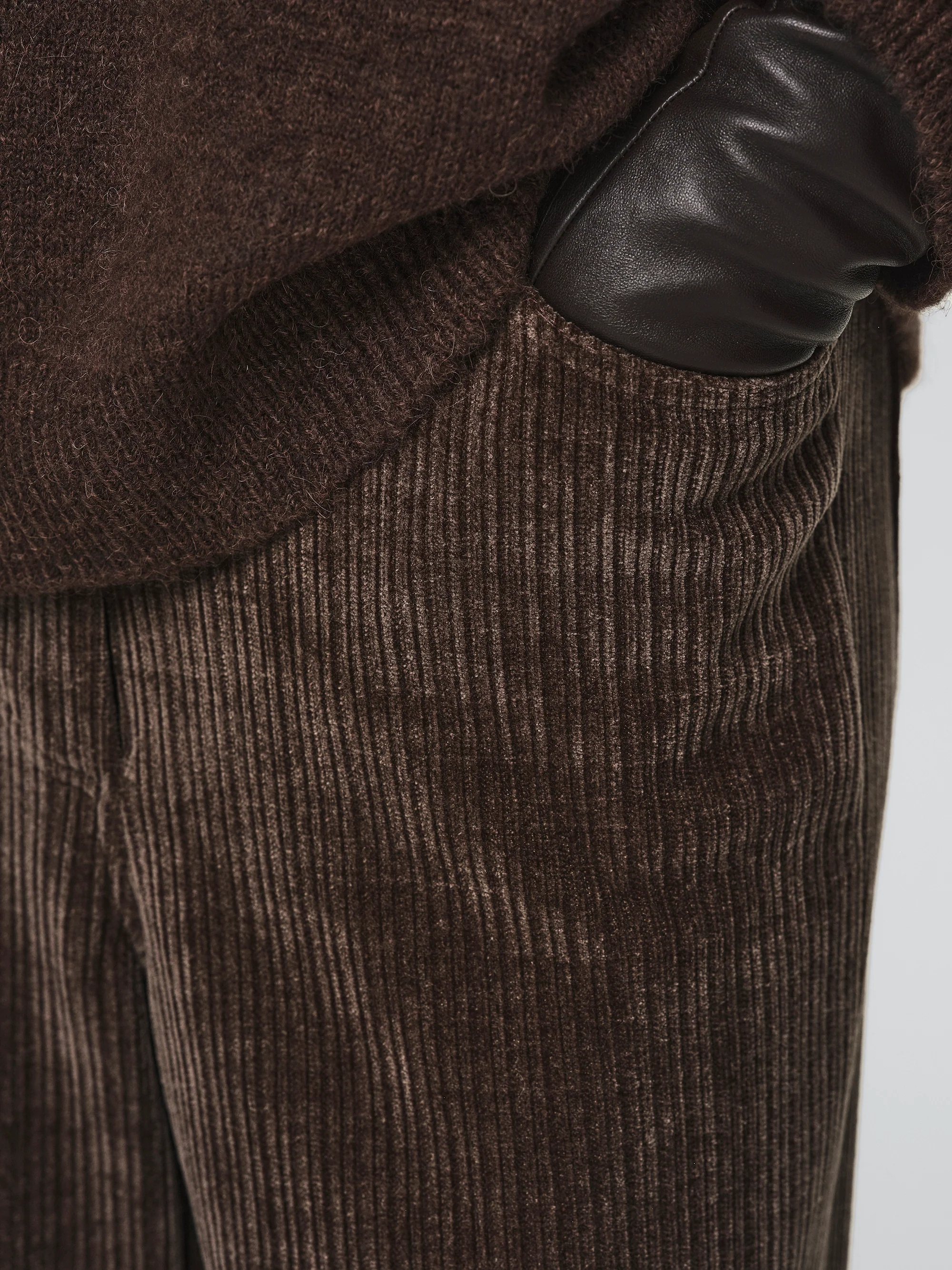 Flared Corduroy Velvet Pants, Brown - Image 2