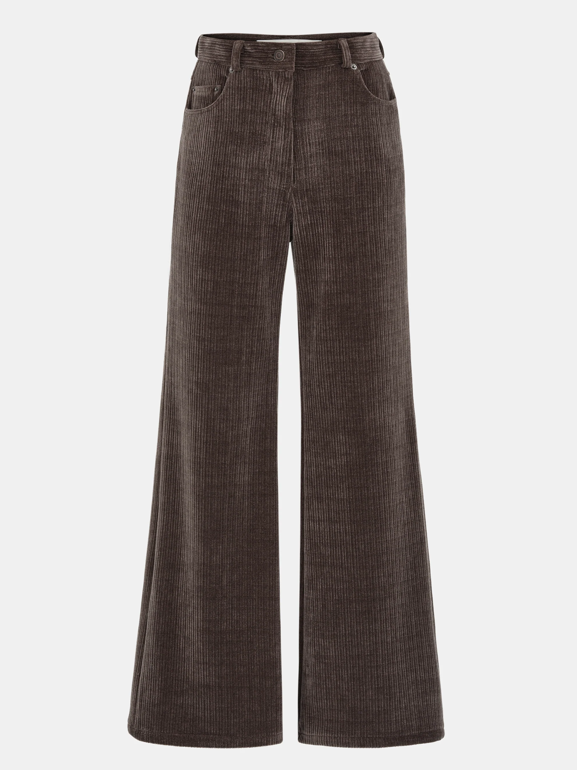 Flared Corduroy Velvet Pants, Brown - Image 5