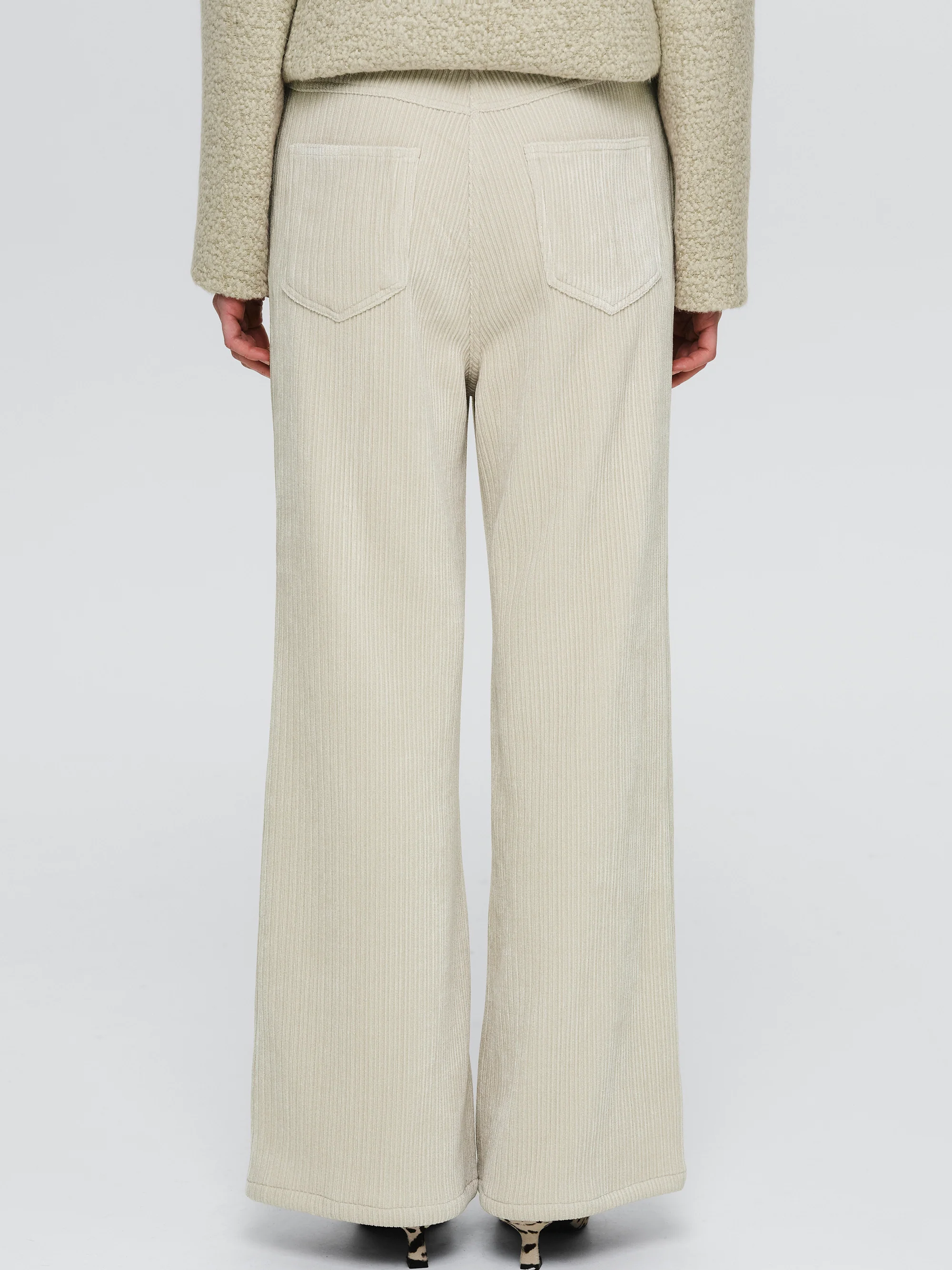 Flared Corduroy Velvet Pants, Ivory - Image 4