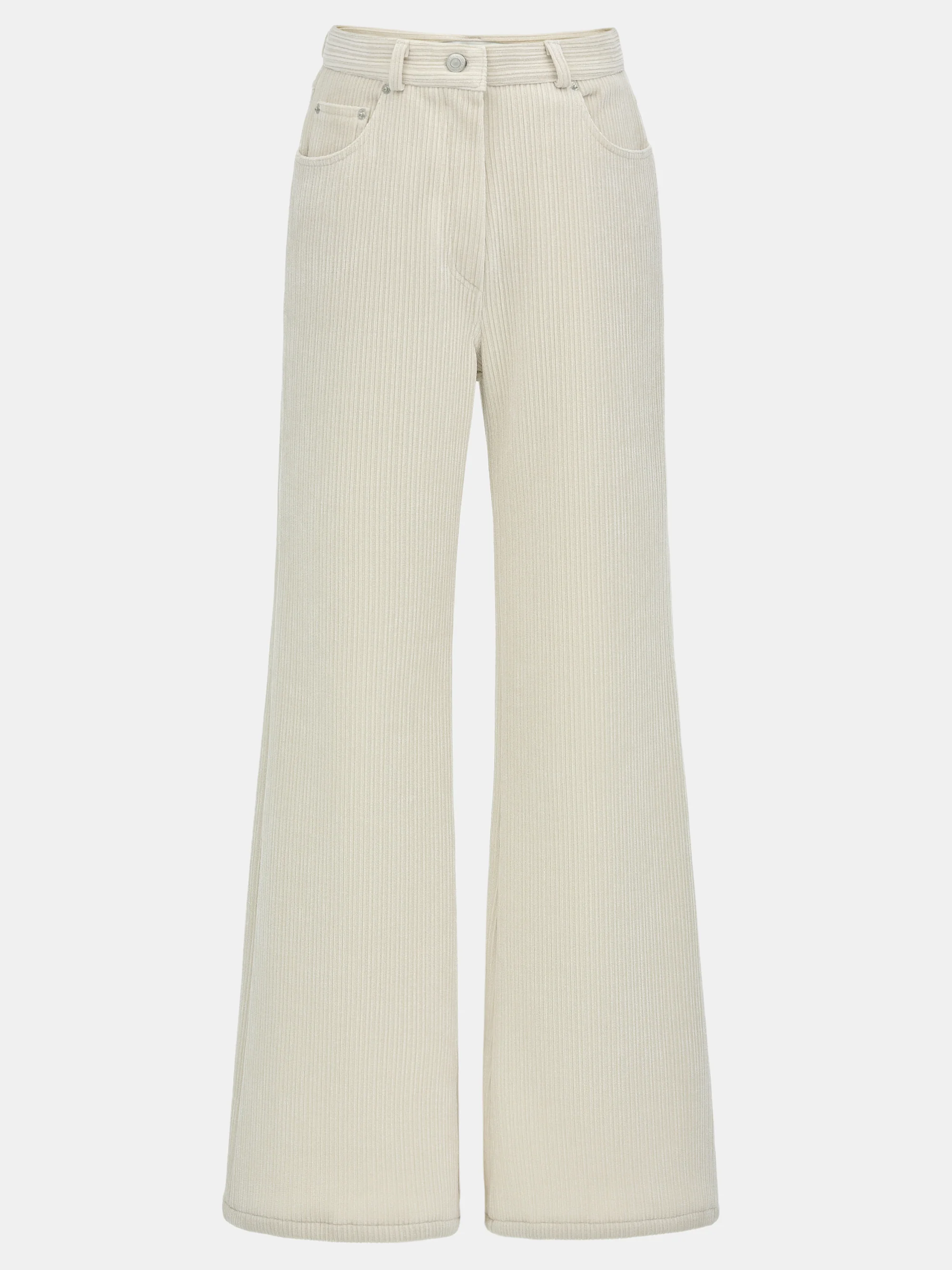 Flared Corduroy Velvet Pants, Ivory - Image 5