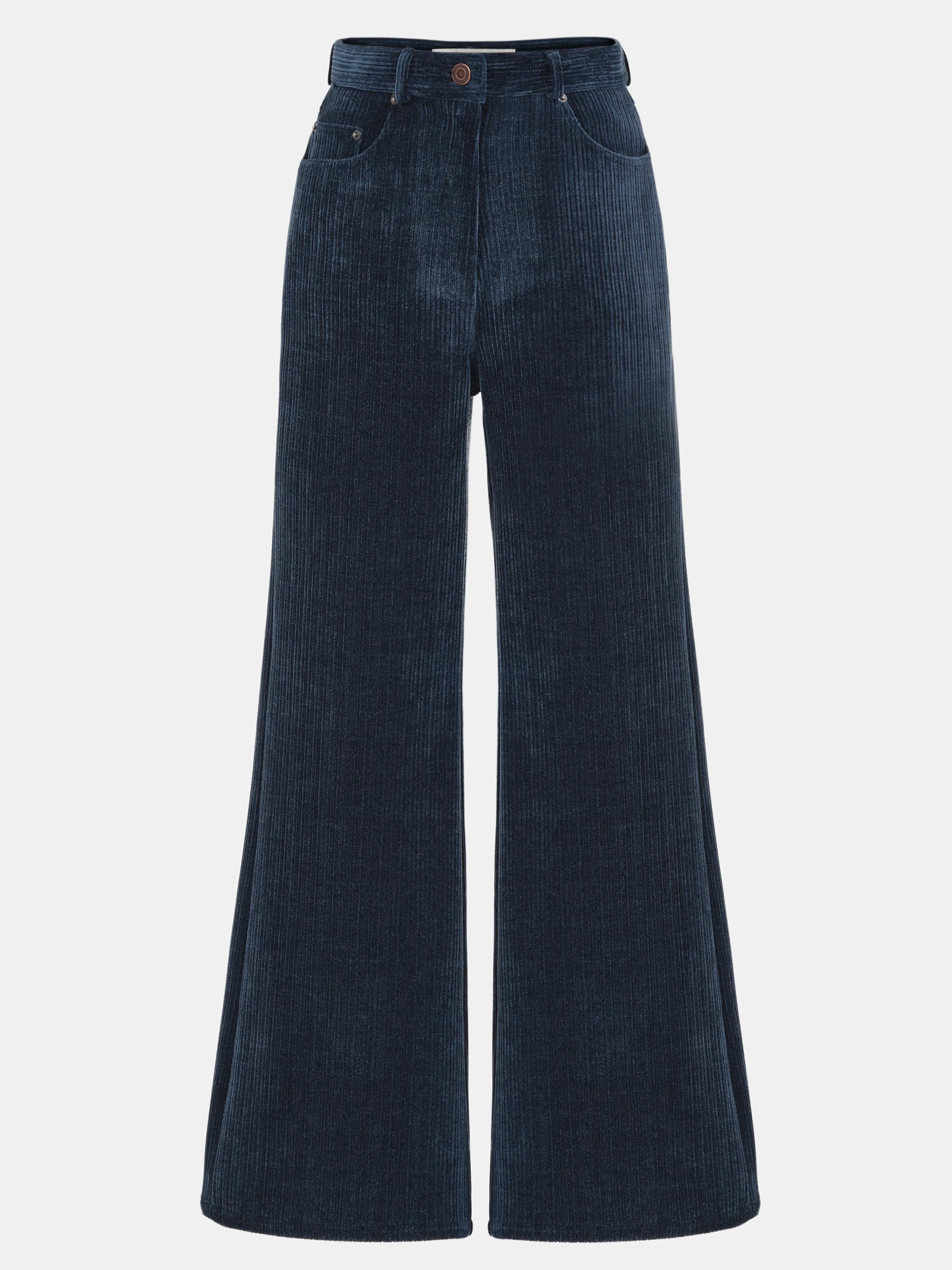 Flared Corduroy Velvet Pants, Navy - Image 5