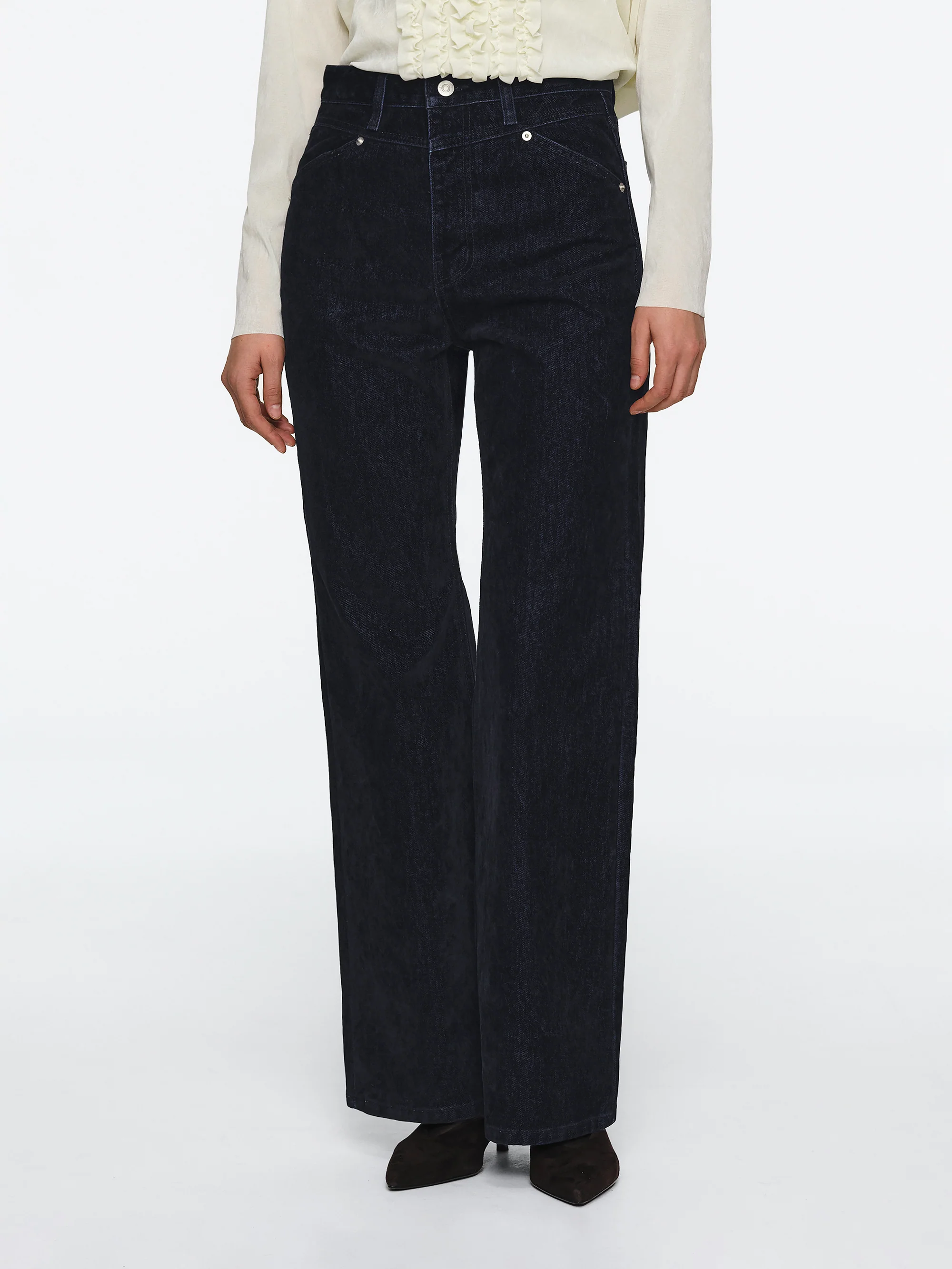 Flared Flock Jeans, Denim
